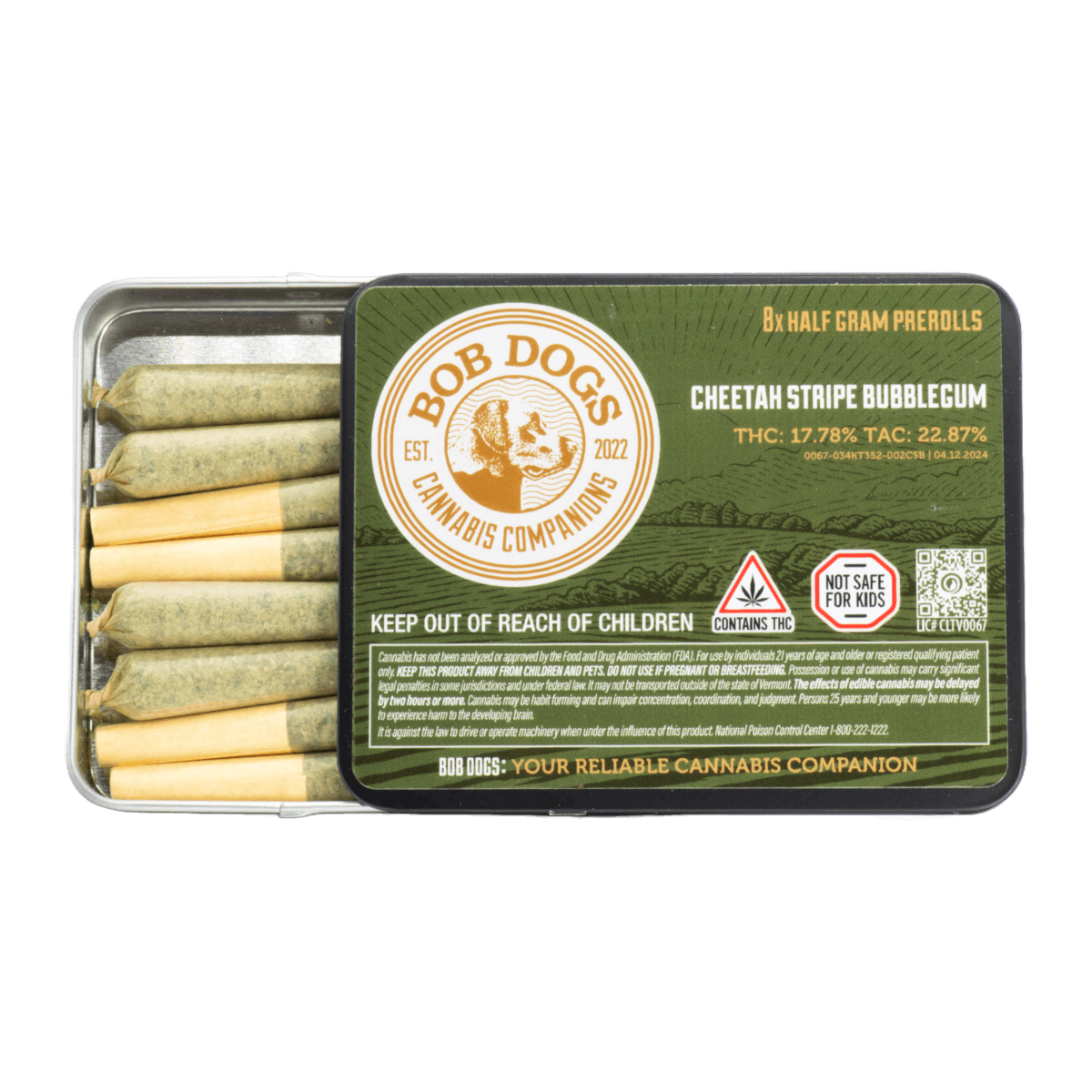 Cheetah Stripe Bubblegum Pre-Roll 8 Pack - Bob Dogs