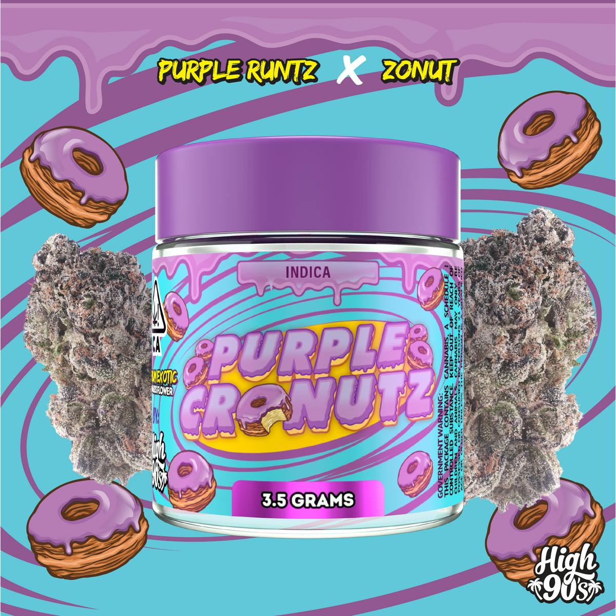 High 90s : Purple Cronutz 3.5g Flower - HIGH 90s