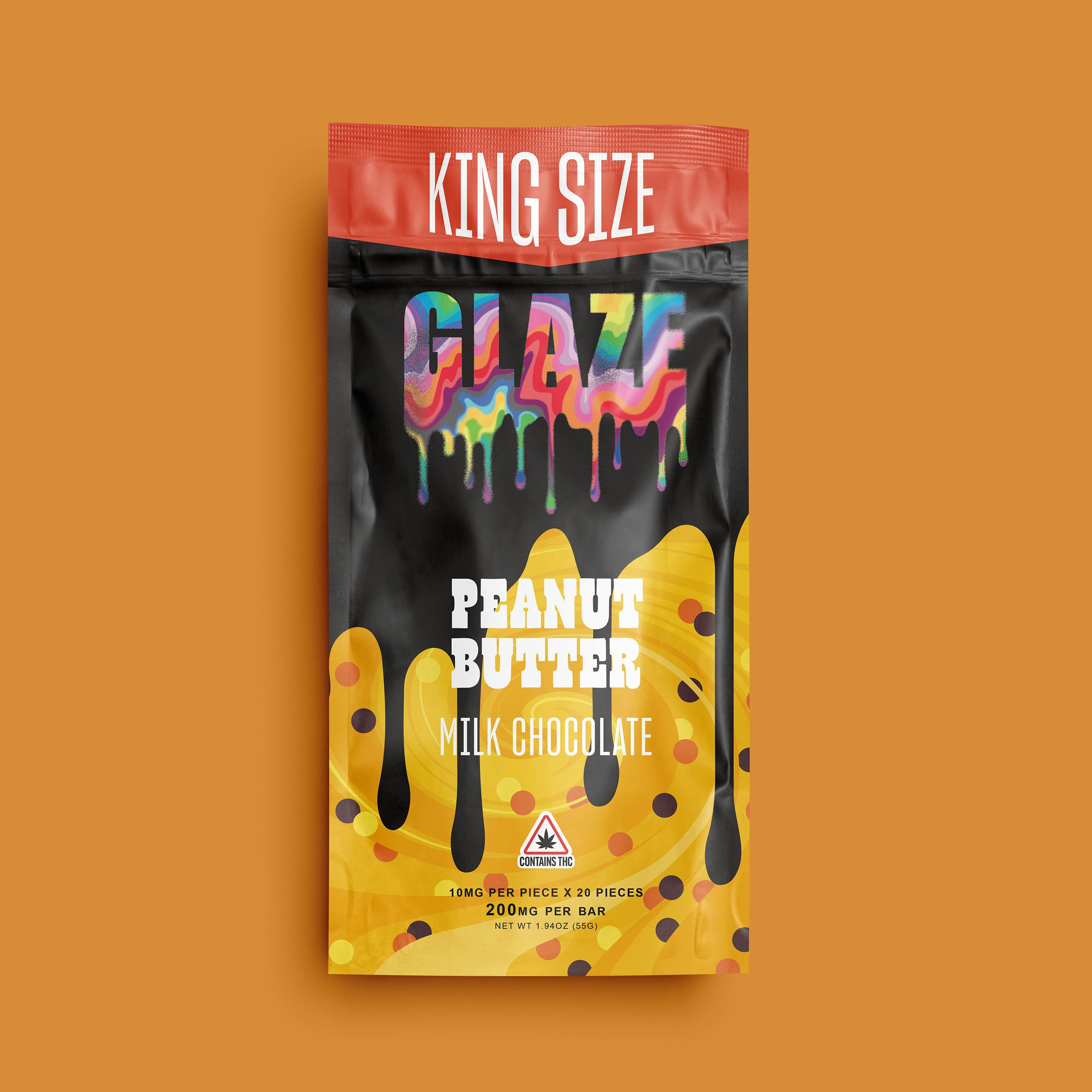 Glaze | King Size Peanut Butter Milk Chocolate Bar | 200mg by Glaze