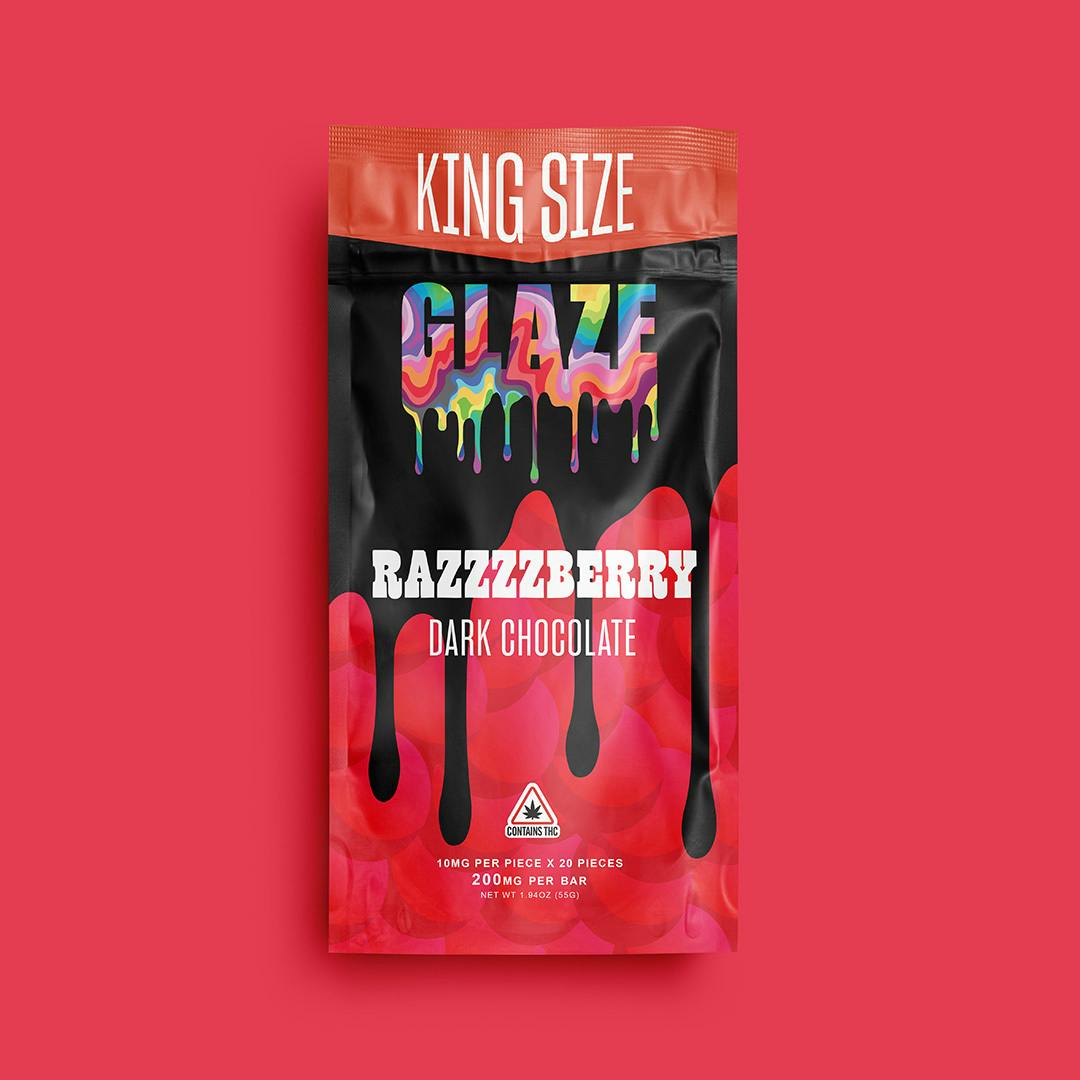 Glaze | King Size Razzzzberry Dark Chocolate Bar | 200mg by Glaze