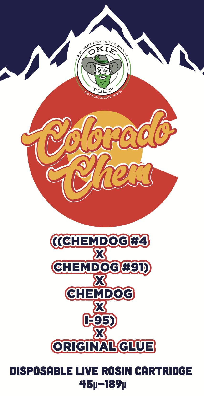 Colorado Chem - 45µ-189µ - 0.5g Disposable Live Rosin Cart by Okie TSGP