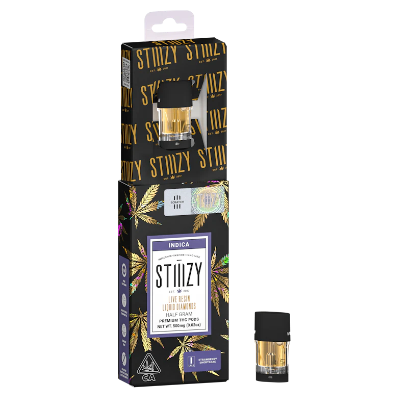 STIIIZY Vape Cartridge - STRAWBERRY SHORTCAKE .5G Live Resin Liquid Diamonds Pod, Cartridges