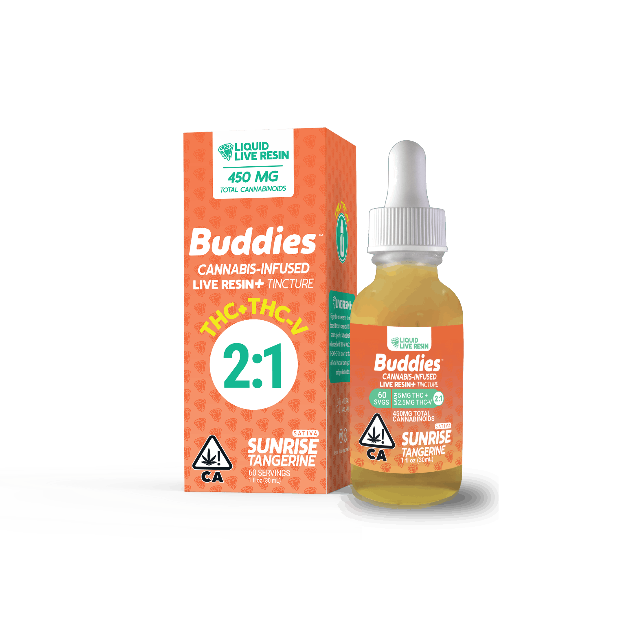 Live Resin Tincture Sunrise THC/THCv 5mg:2.5mg - 30ml - Buddies Brand