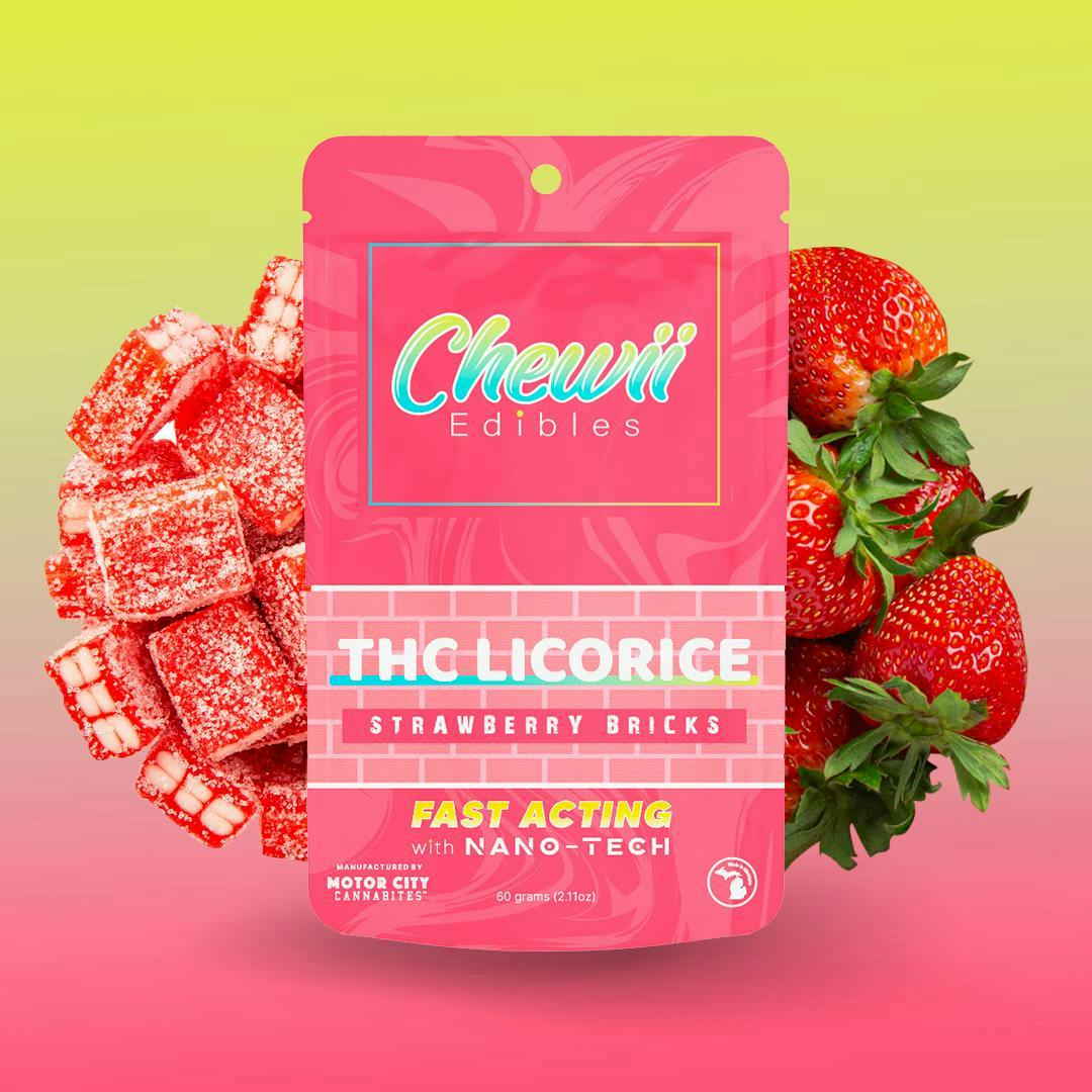 Chewii THC Licorice Strawberry Bricks (200mg) [10pk] by Chewii
