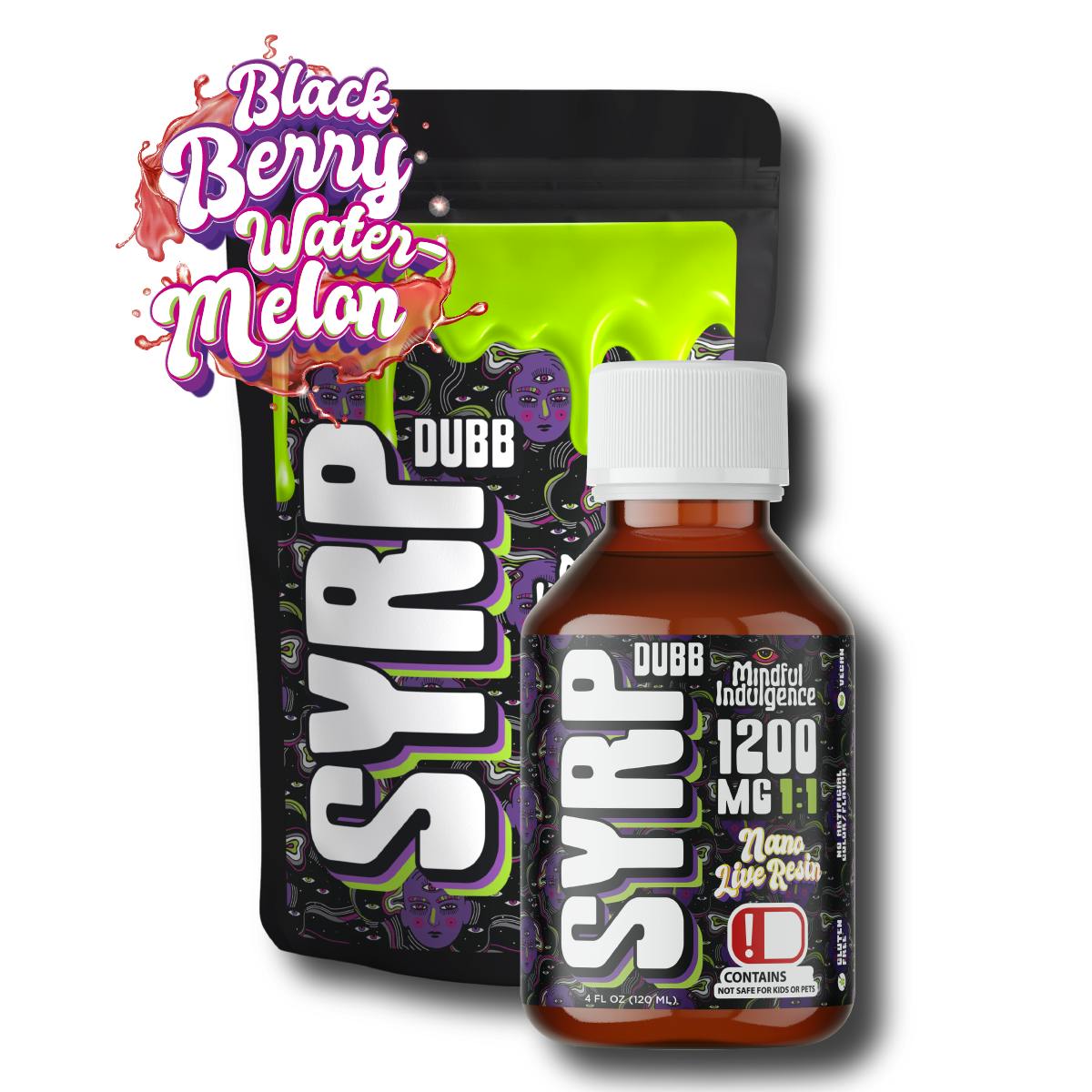 Mindful Indulgence | 1200mg DUBB 1:1 SYRP | Blackberry Watermelon at GREEN ST . Dispensary