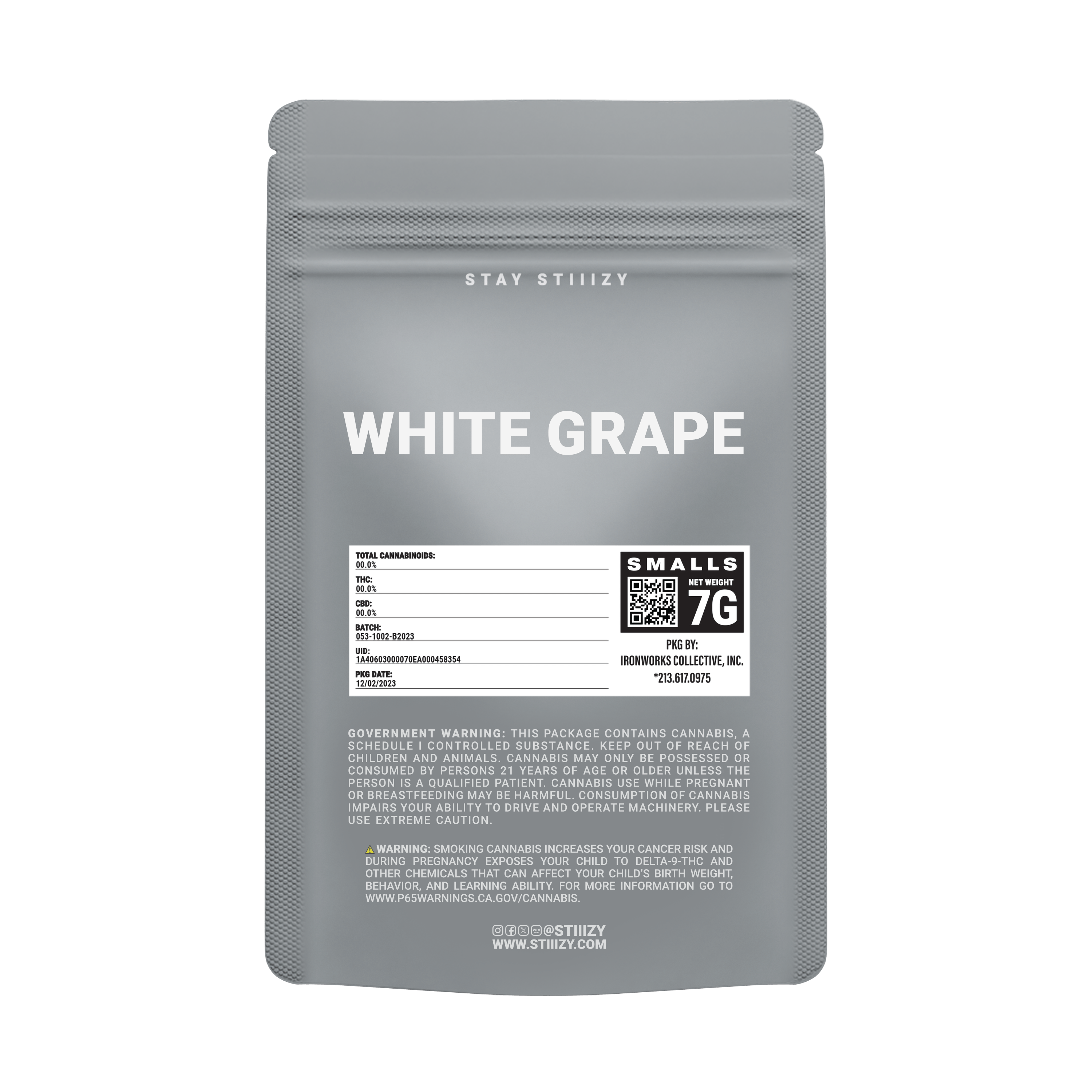 - WHITE GRAPE - 7G Grey Label Mylar - STIIIZY