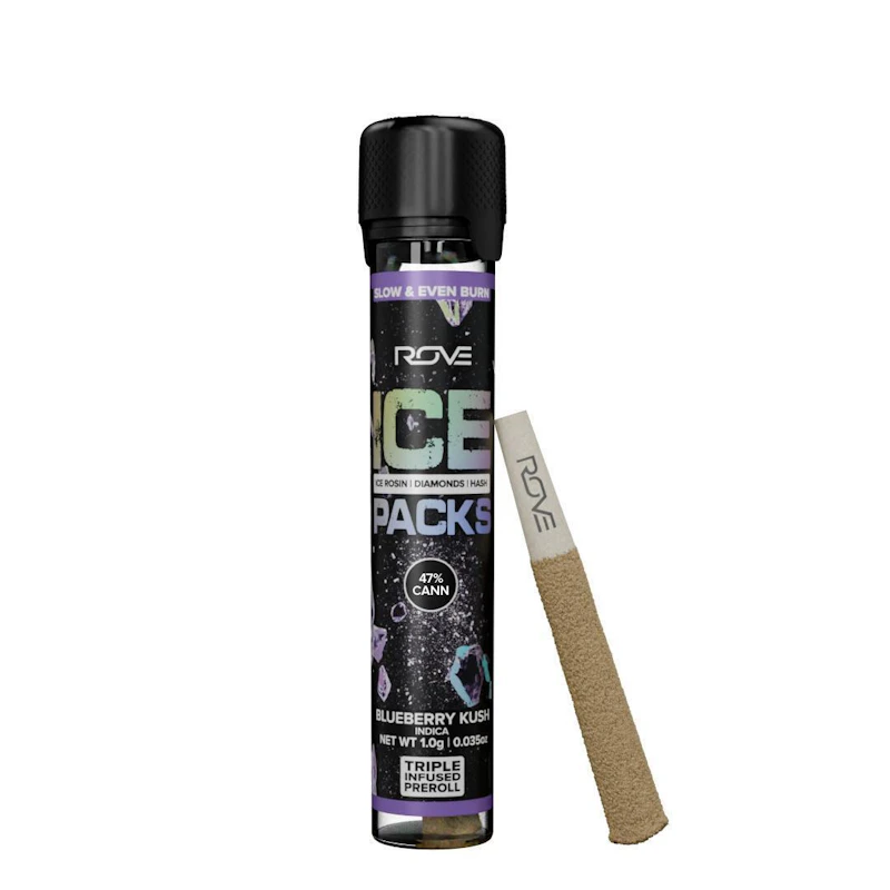 Rove Blueberry Kush - Infused Ice Packs (Rosin, Hash, and Diamonds) 1g, Infused Pre-Rolls