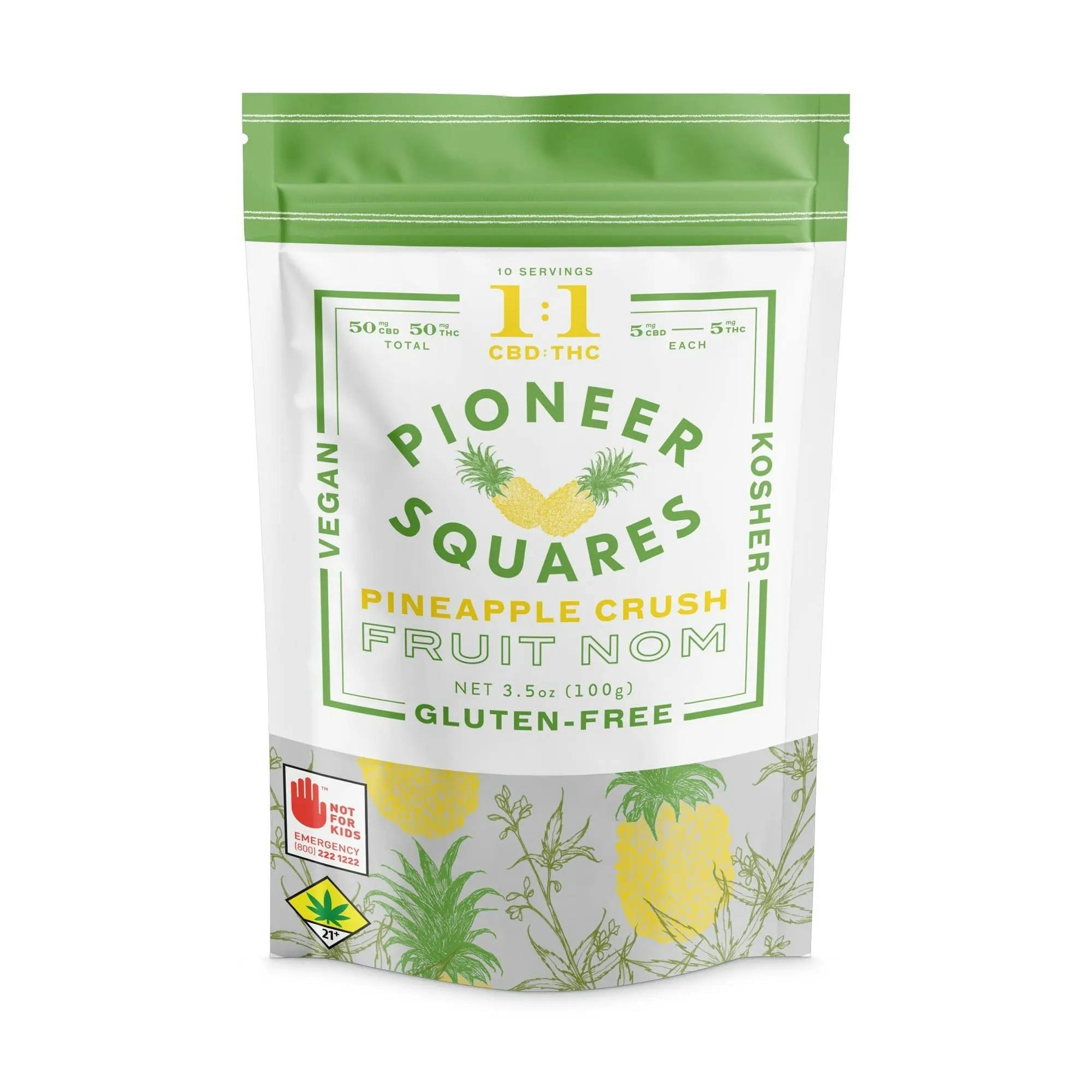 1:1 Gummies Pineapple Crush [10pk] (50mg CBD/50mg THC) by Pioneer Squares by Craft Elixirs