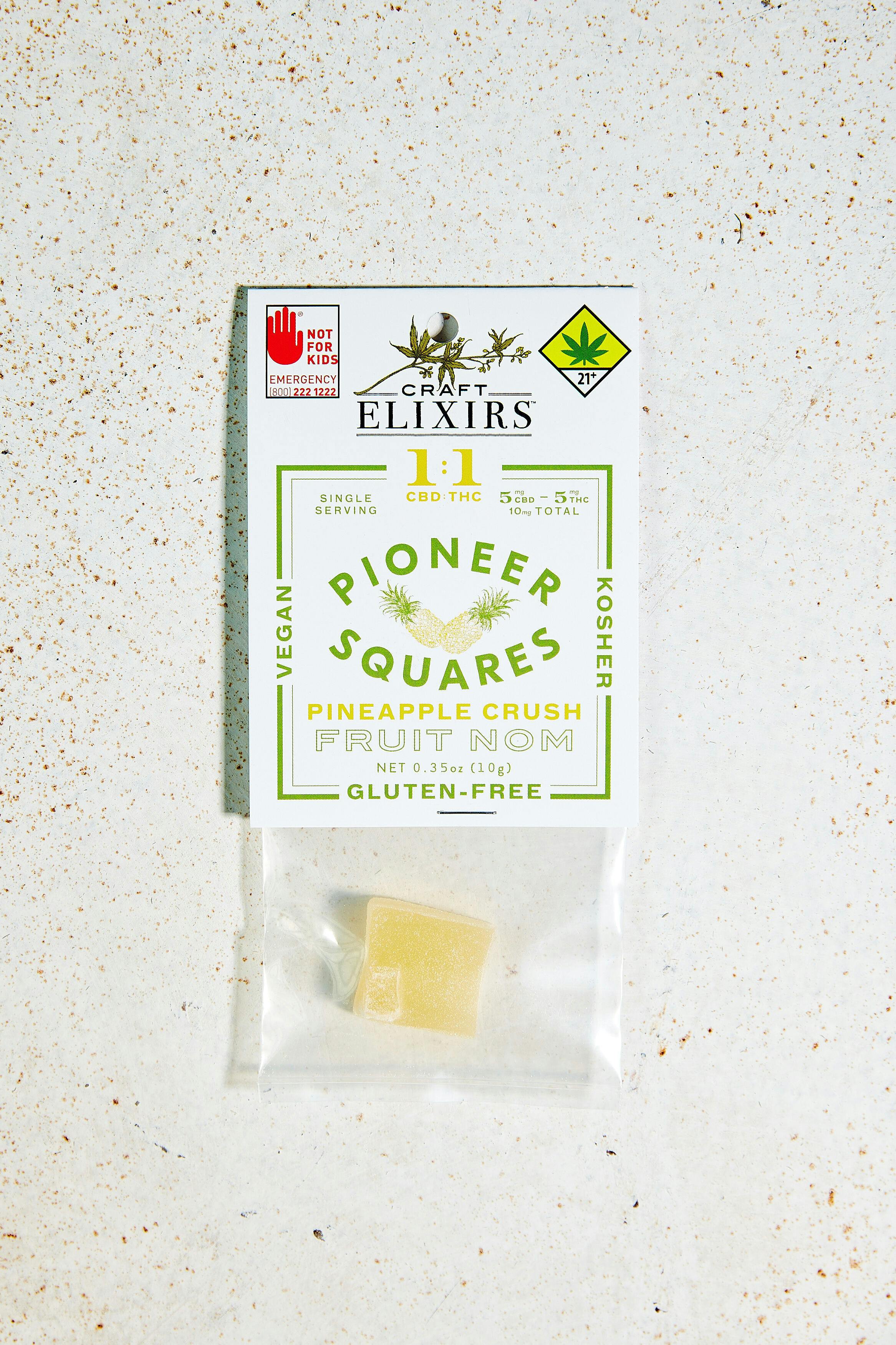 Pineapple Crush 1:1 CBD:THC Gummies | 10mg | Single