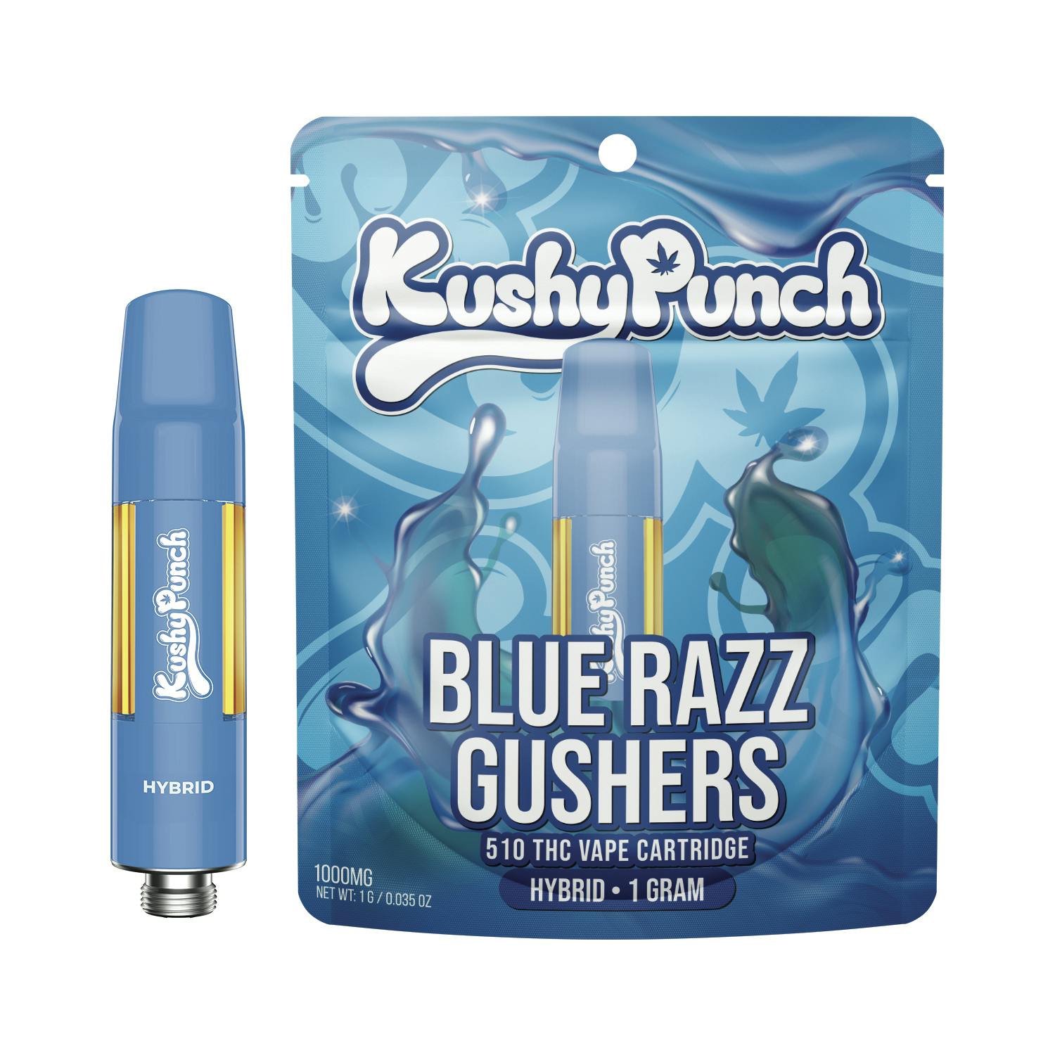 1G Kushy Punch 510 Vape Cart - Blue Razz Gushers - Kushy Punch