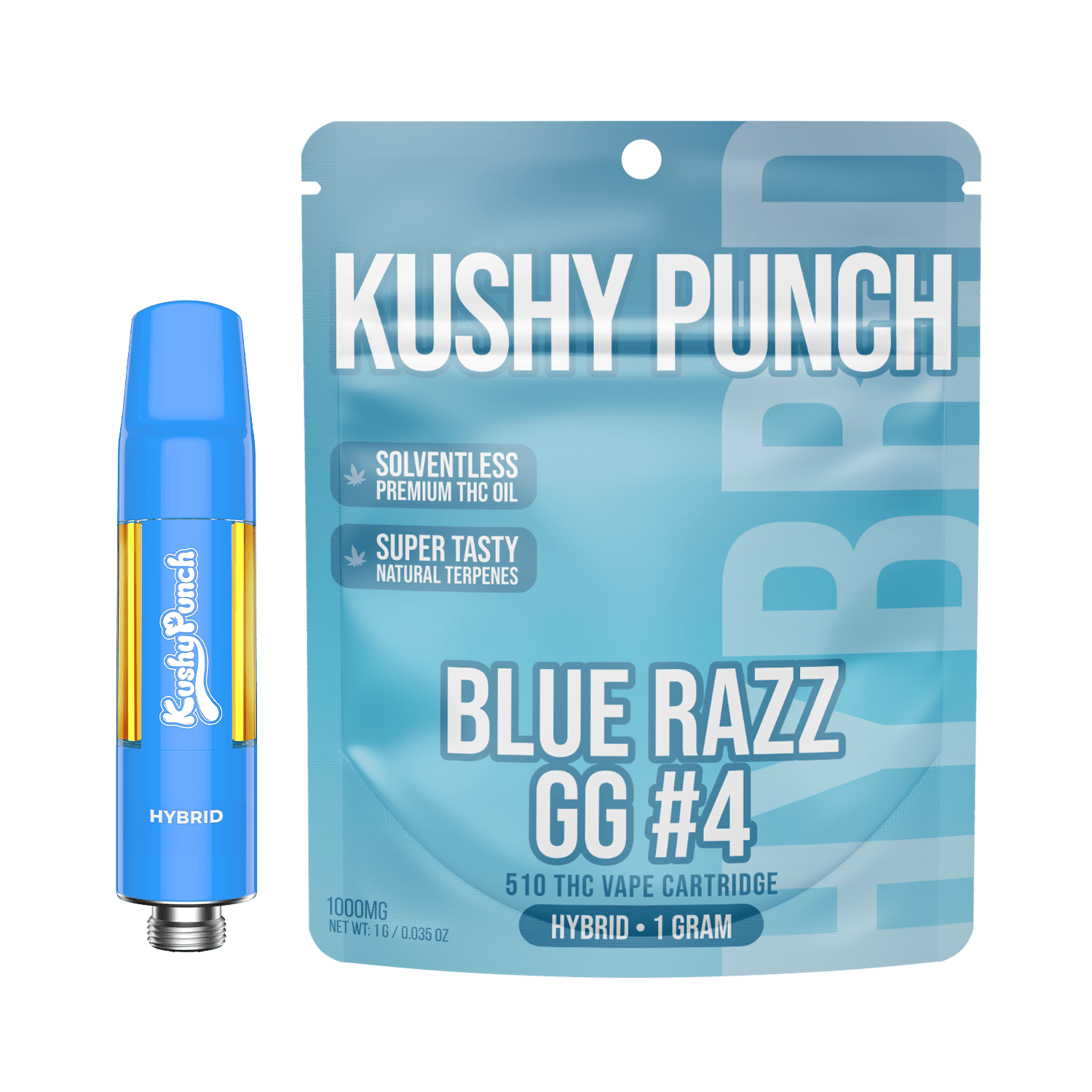 1G Kushy Punch 510 Vape Cart - Blue Razz GG#4