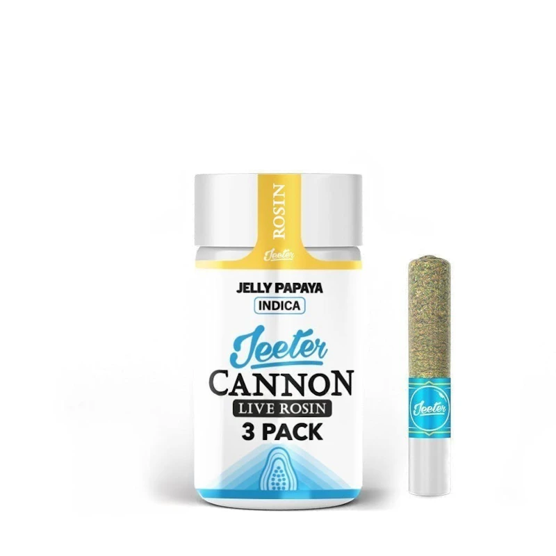 Jeeter Jelly Papaya · Live Rosin Cannons · Infused Minis · 0.5g ea · 3pk, Infused Pre-Rolls