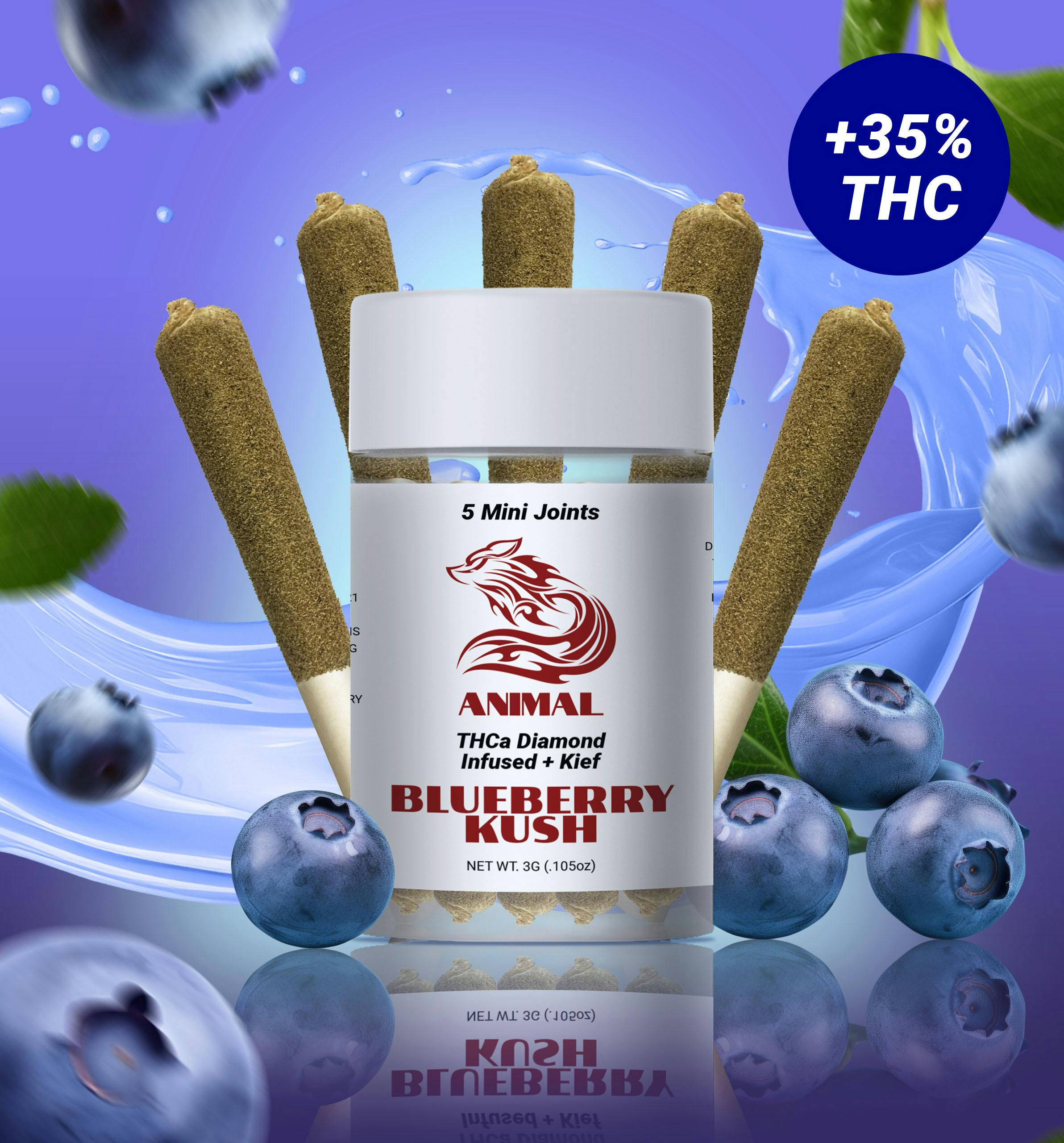 5pk(3G) Blueberry Kush / THCa Diamond infused Joint