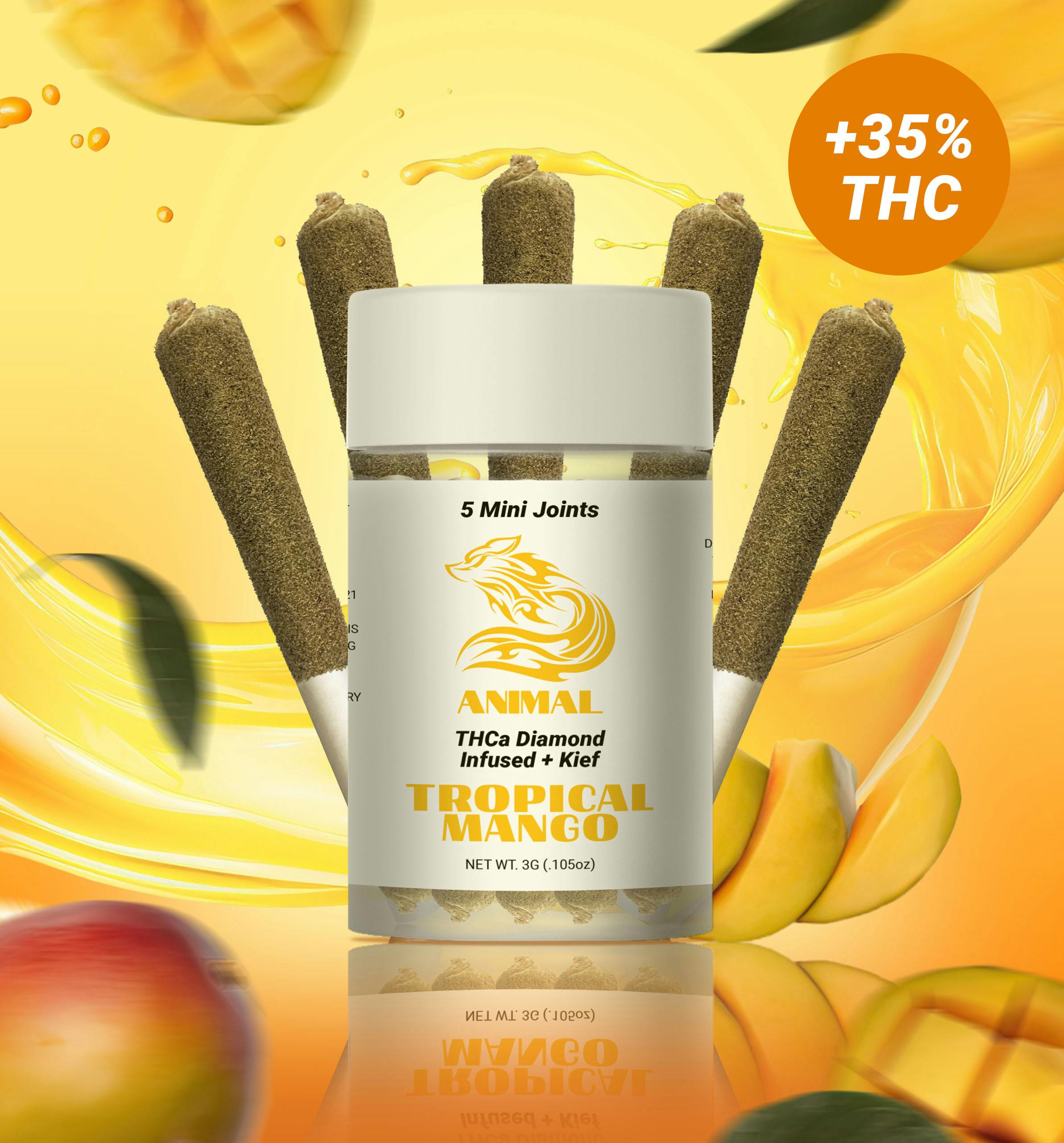 5pk(3G) Tropical Mango / THCa Diamond infused Joint - Animal
