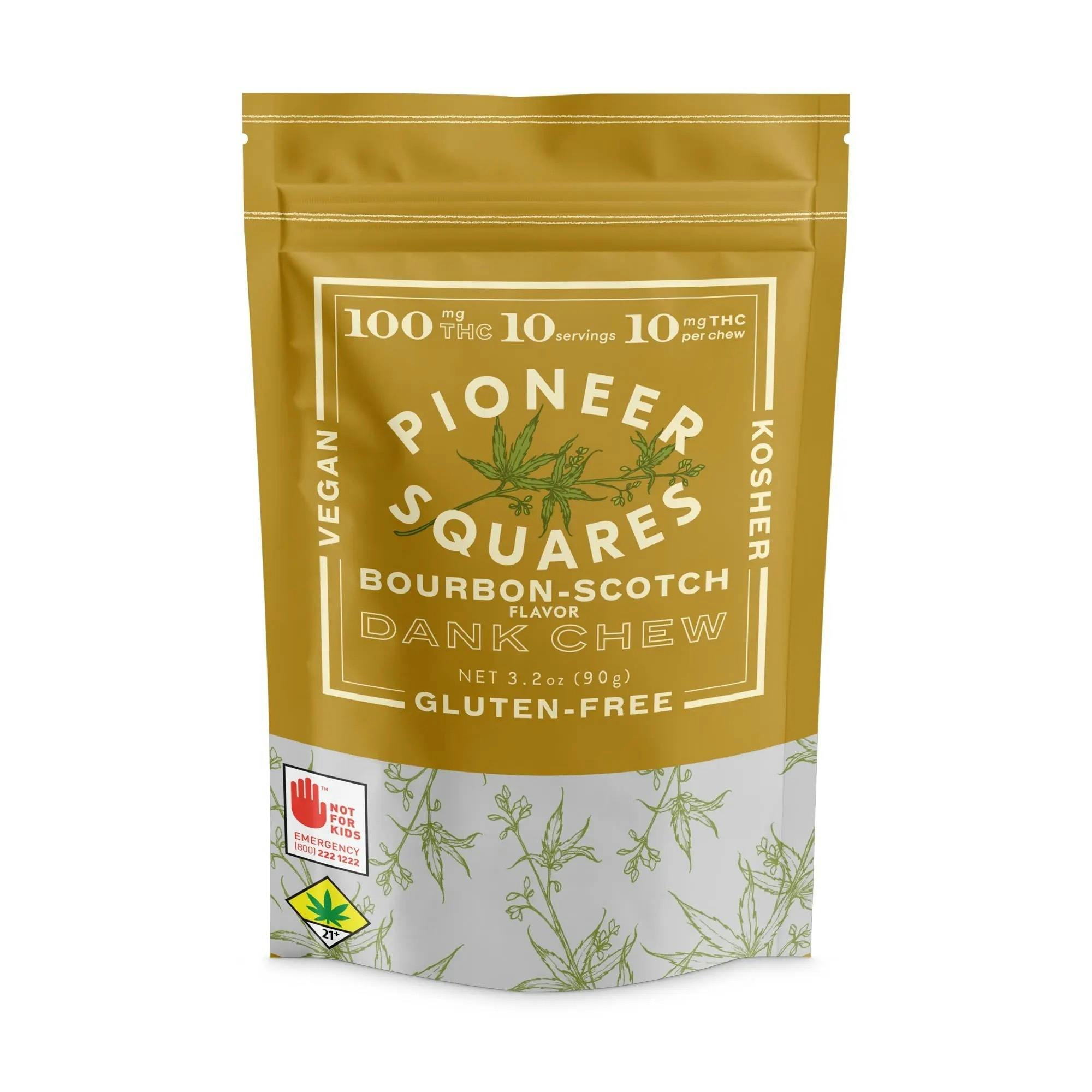 Bourbon-Scotch Dank Chew [10pk] (100mg THC) by Pioneer Squares by Craft Elixirs