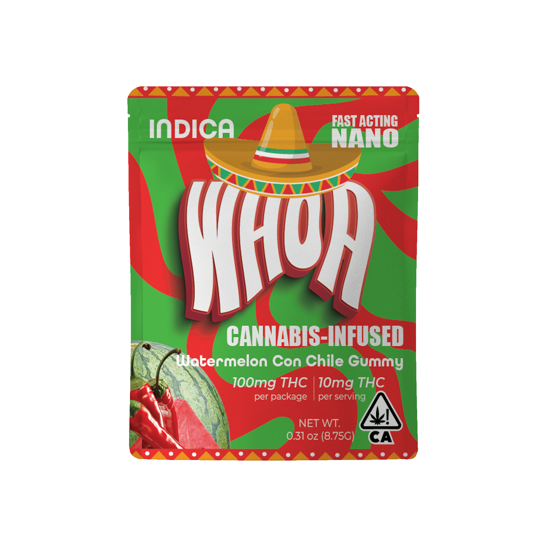 WHOA Watermelon Con Chile Gummy - Bite (100mg) - Whoa