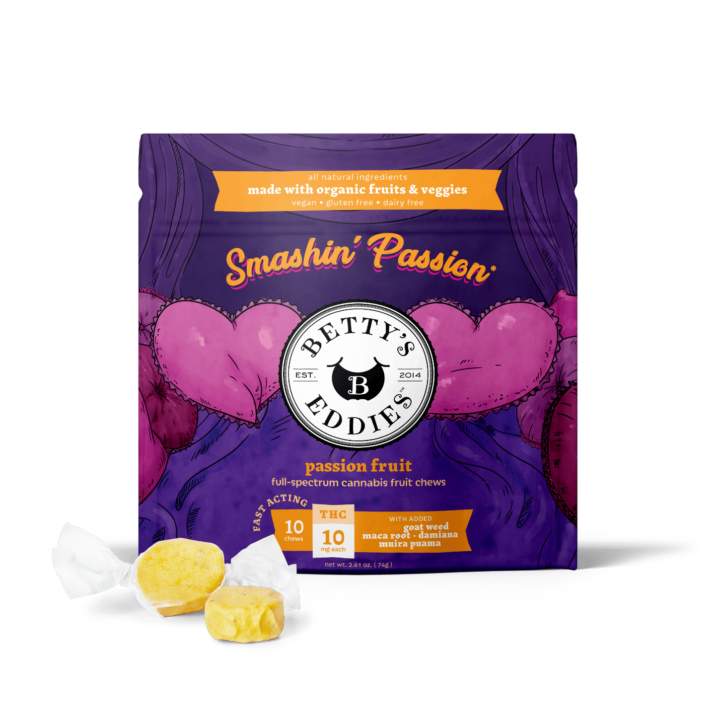Smashin’ Passion Passionfruit [5pk] Aphrodisiac Fruit Chews by Betty's Eddies