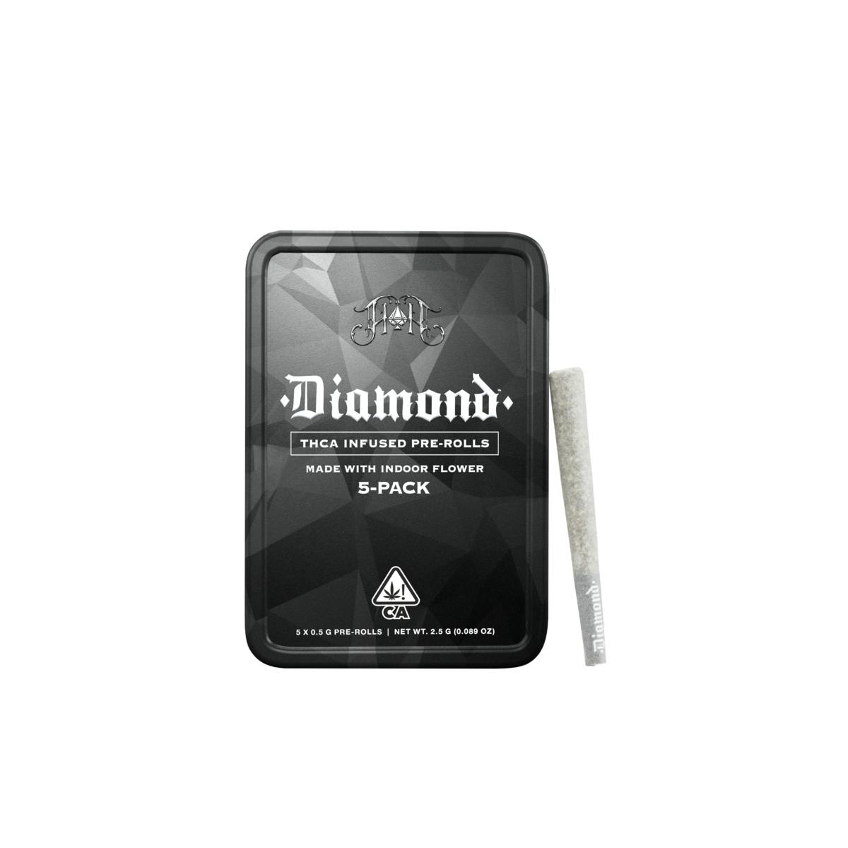 Vanilla Kush Indica Diamond THCAInfused PreRolls 2.5G 5Pack