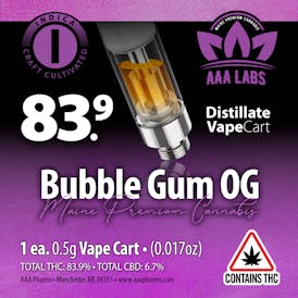 Bubble Gum OG - Indica Distillate Vape Cart