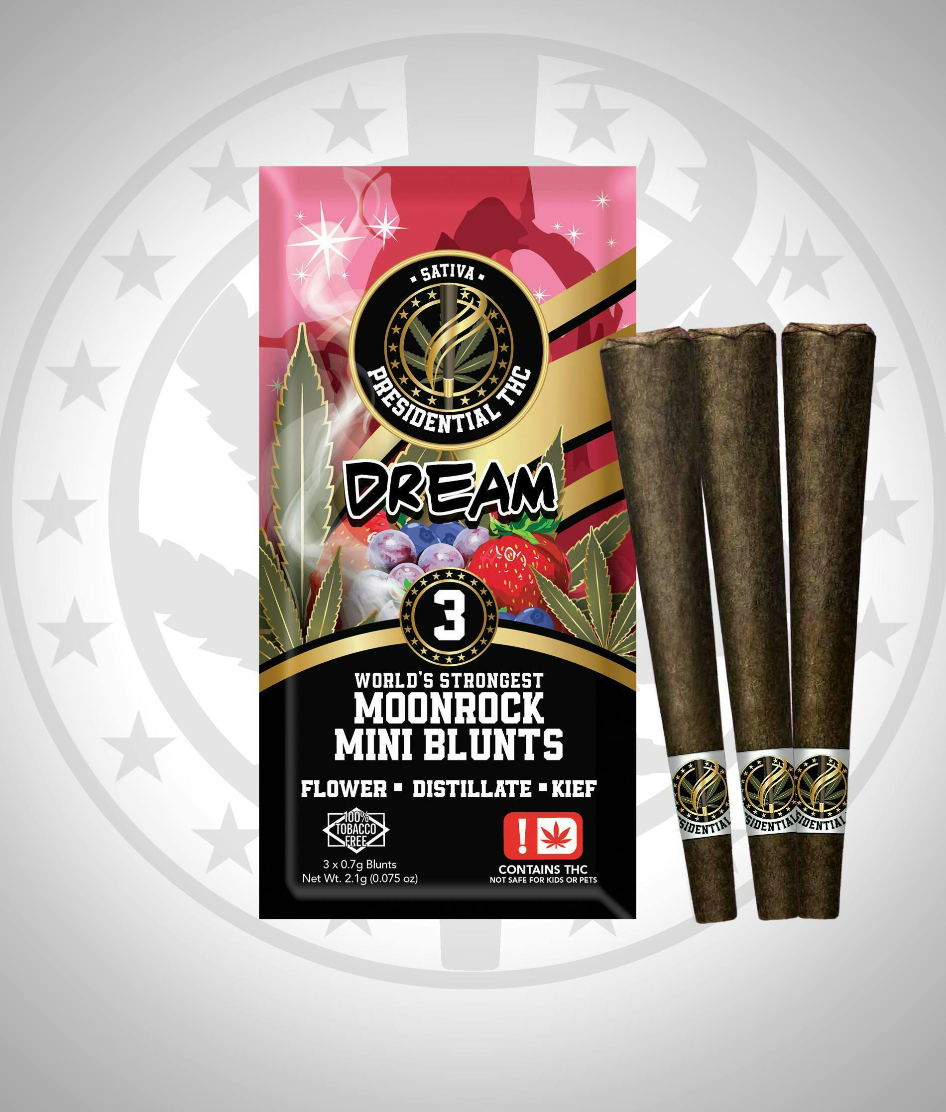 Dream | Moon Rock Blunts Infused Minis | 0.7g each | 3pk by Presidential THC