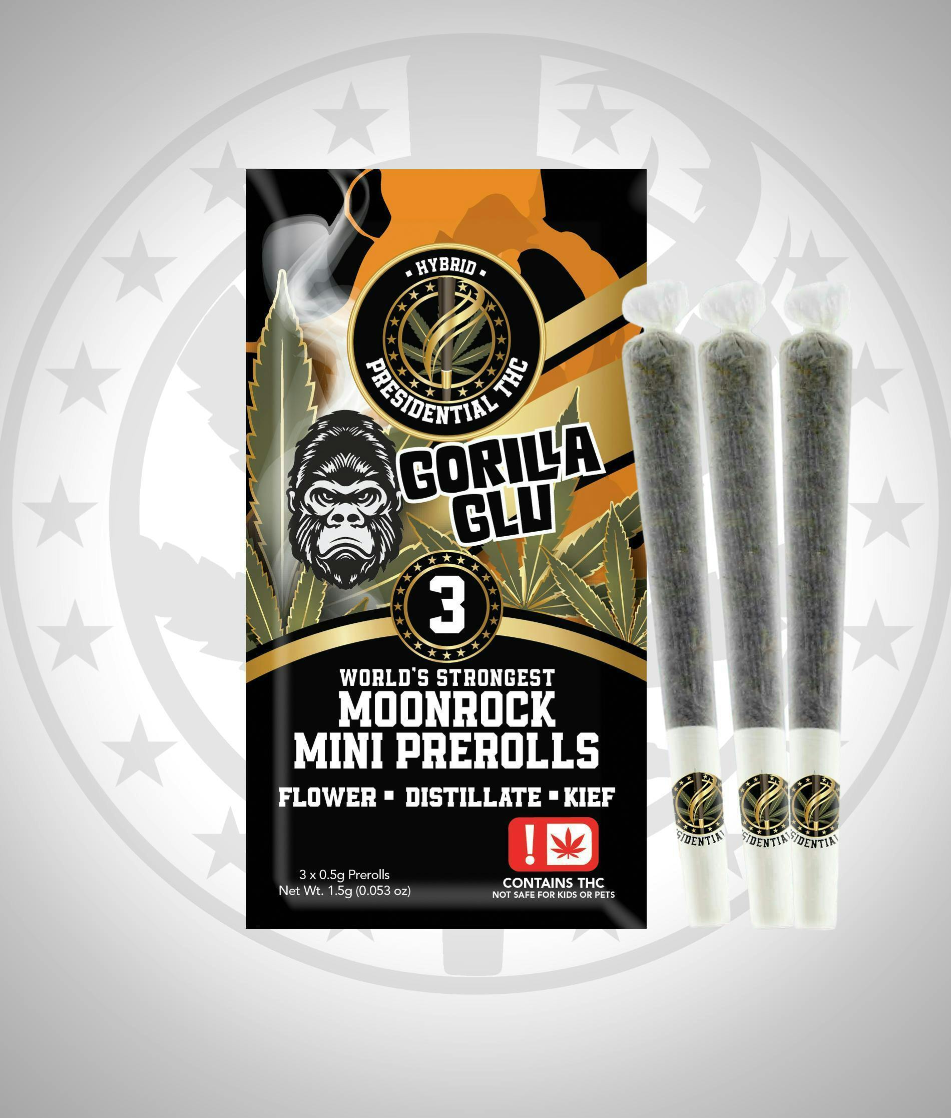 Gorilla Glu | Moon Rock Prerolls Infused Minis | 0.5g each | 3pk