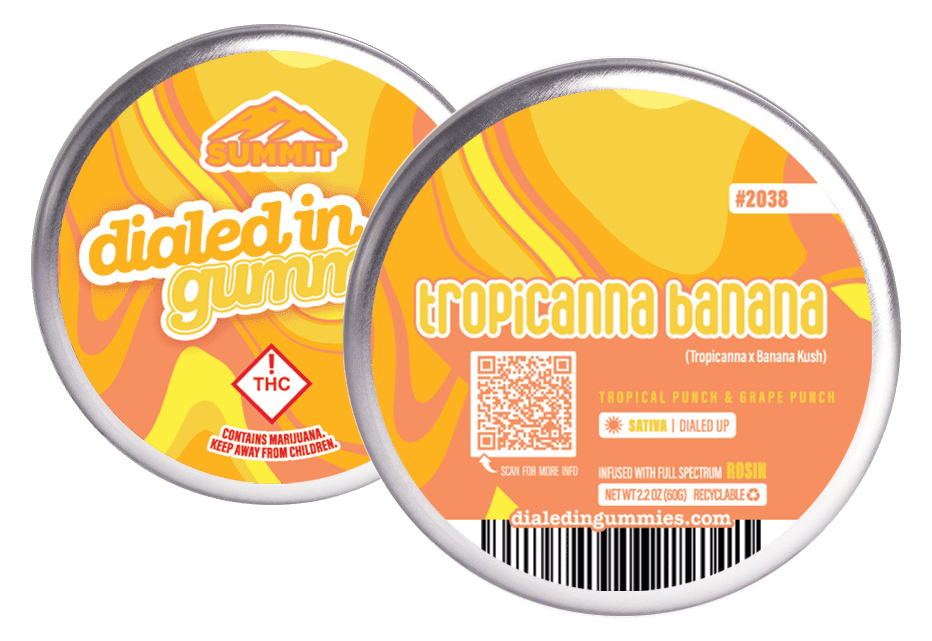Tropicanna Banana [#2038] Grape Punch & Tropical Punch Flavors | 100mg by Dialed In Gummies