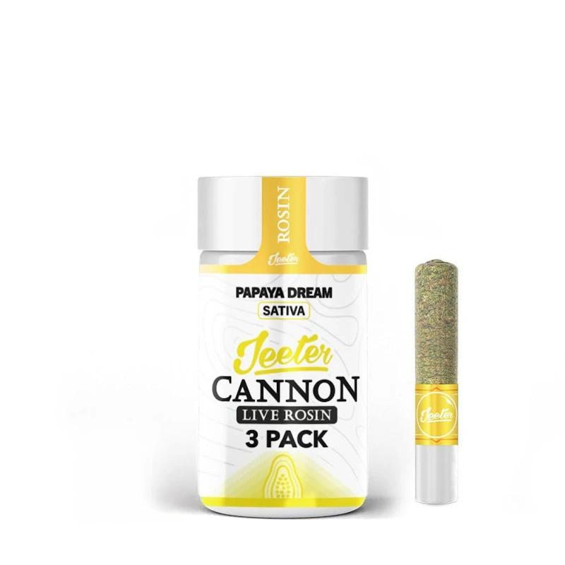 Jeeter Papaya Dream · Live Rosin Cannons · Infused Minis · 0.5g each · 3pk, Infused Pre-Rolls