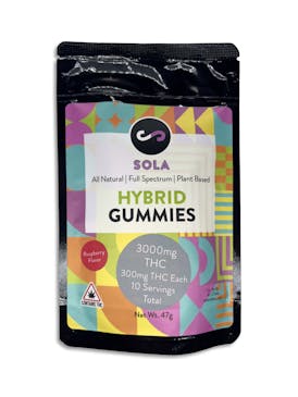 3000mg Hybrid Gummies - Raspberry Flavor Pack (Sola Edibles)