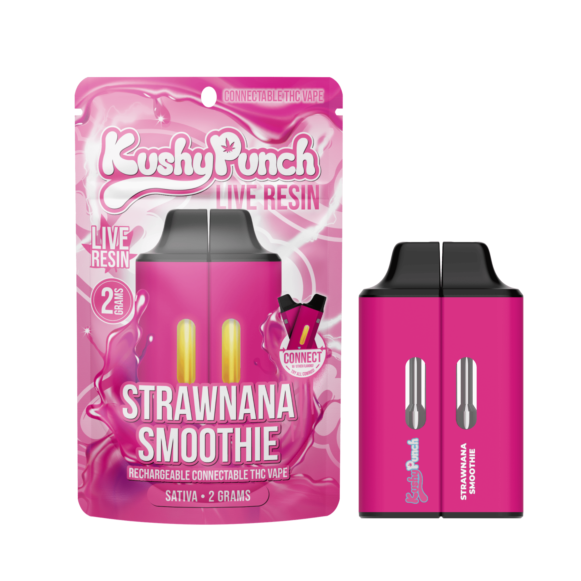 Strawnana Smoothie | Live Resin Connects Disposable | 2g by Kushy Punch