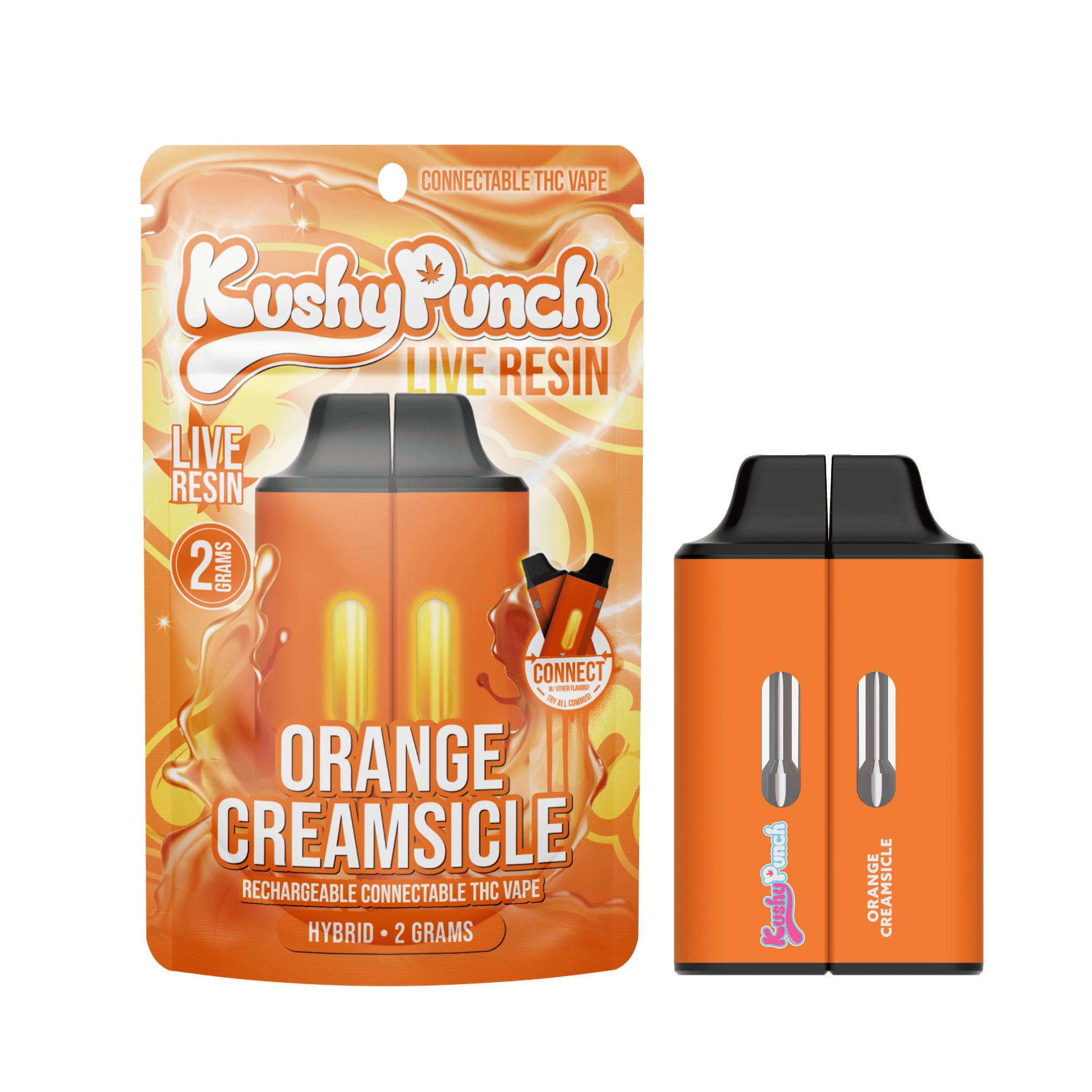 Orange Creamsicle | Live Resin Connects Disposable | 2g by Kushy Punch