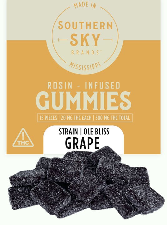 Ole Bliss Grape Live Rosin Gummies - 300mg - 21.9mg THC (15 gummies x 20mg) by Southern Sky Brands