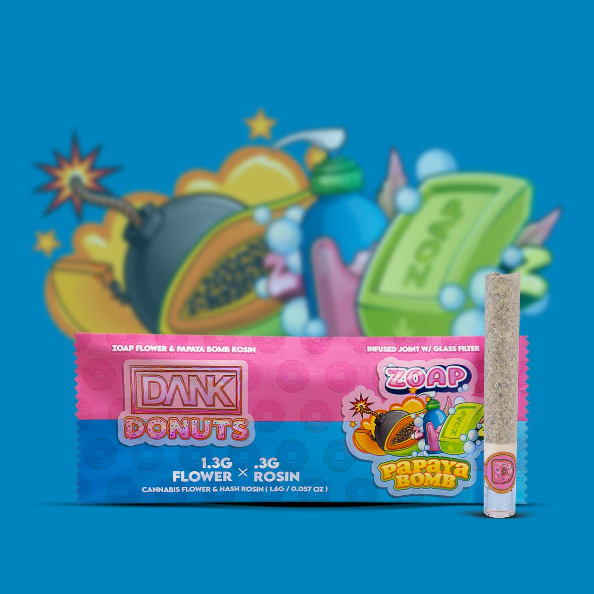 ZOAP x PAPAYA BOMB - 1.6G ROSIN HOLE JOINT - DANK DONUTS - DANK