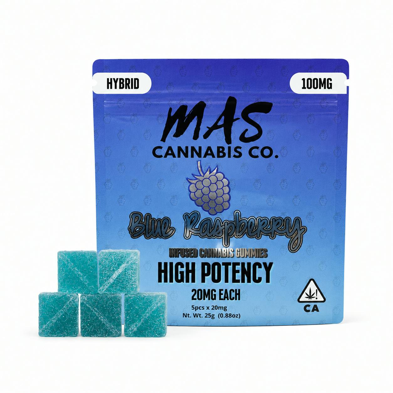 Más 100mg | Hybrid Blue Raspberry | High-Dose Gummies (20mg each)
