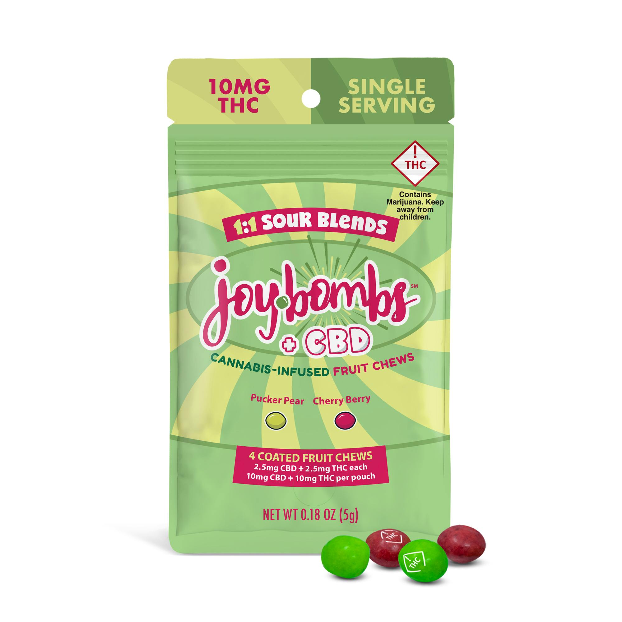 Joy Bombs + CBD 1:1 Sour Blends - 10mg THC (4pk / 2.5mg THC & CBD ea)