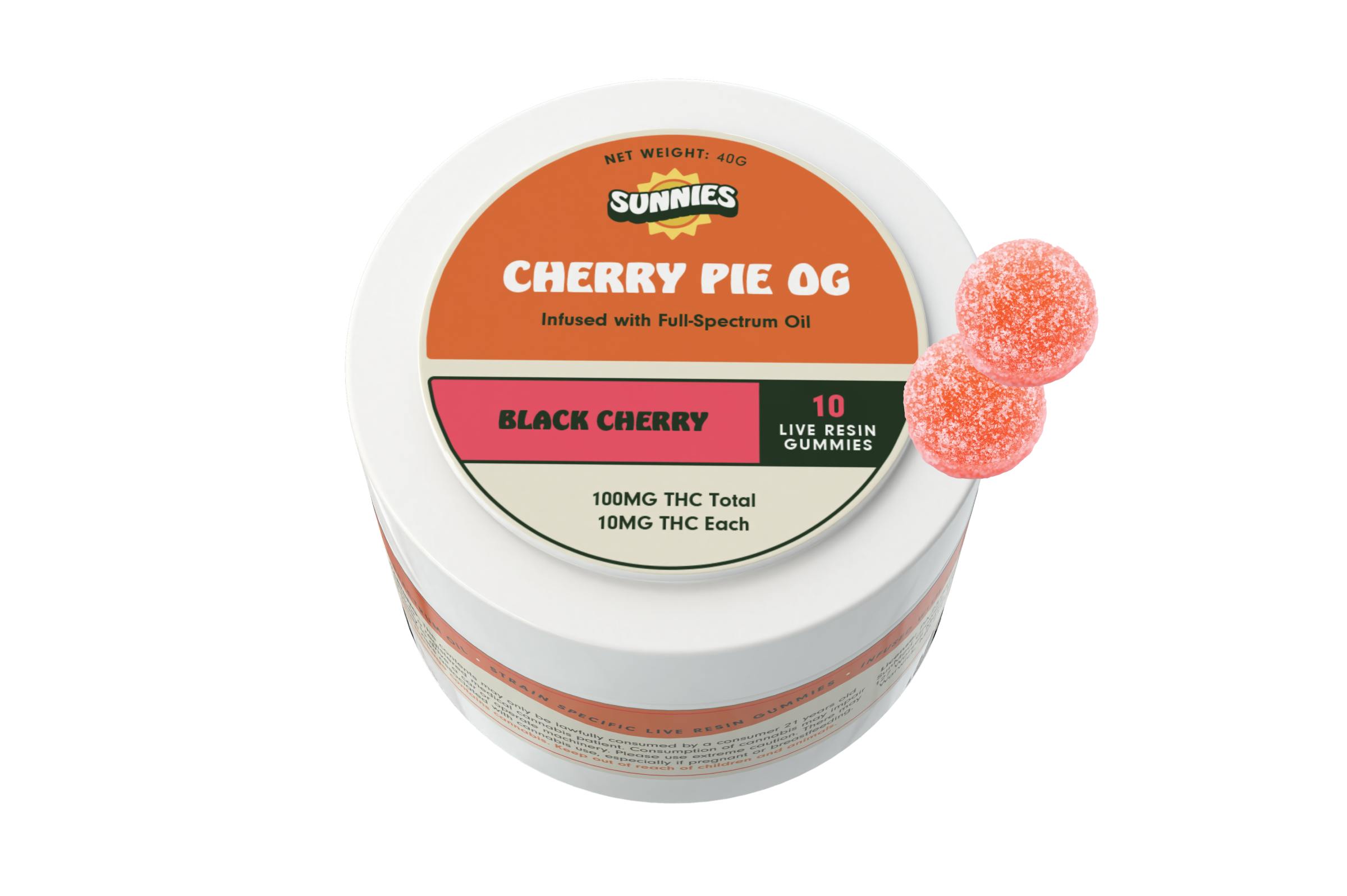 Cherry Pie OG Live Resin - Black Cherry Gummies 100mg by SunMed Growers