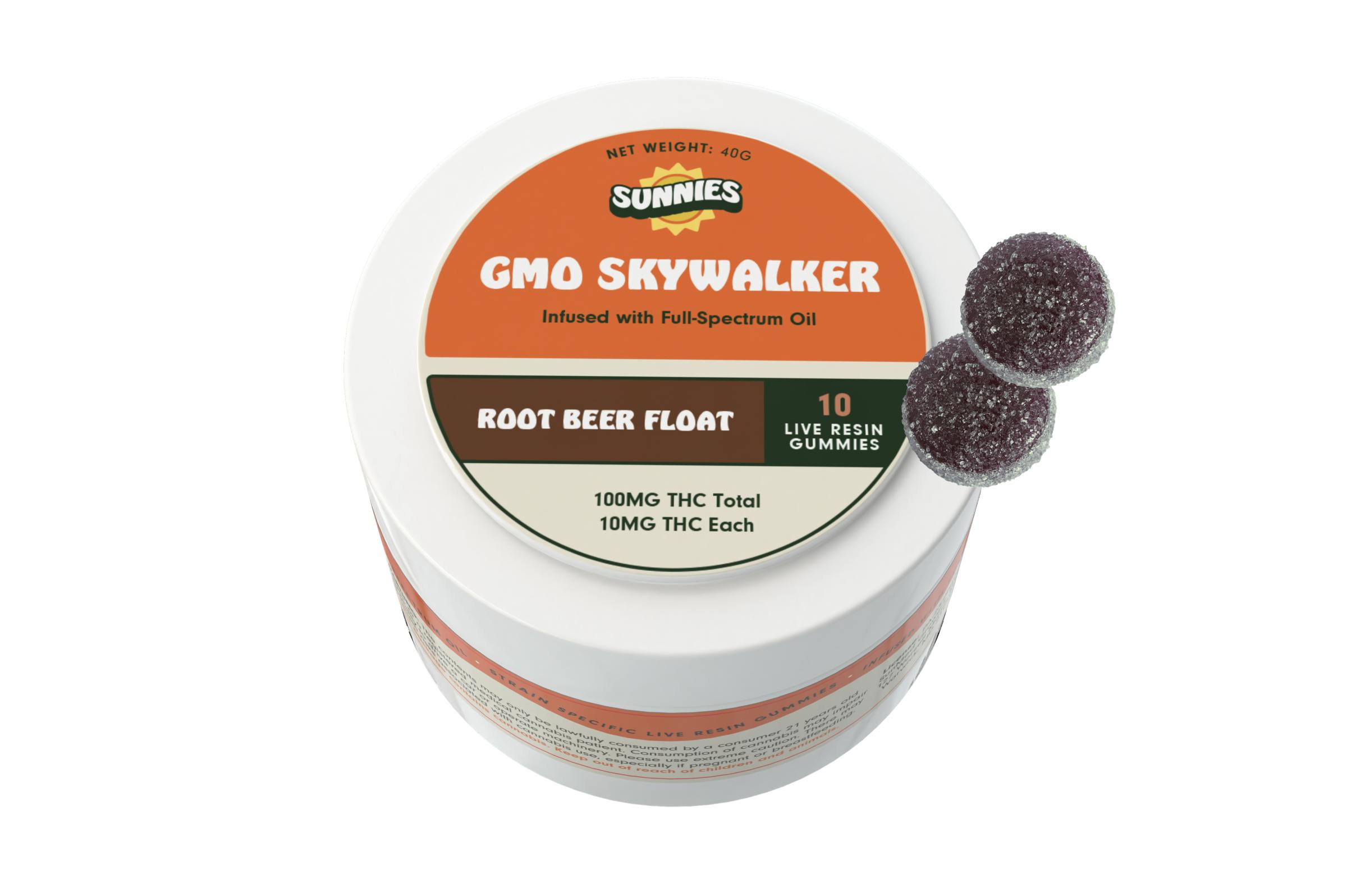 GMO Skywalker Live Resin - Root Beer Float Gummies 100mg by SunMed Growers