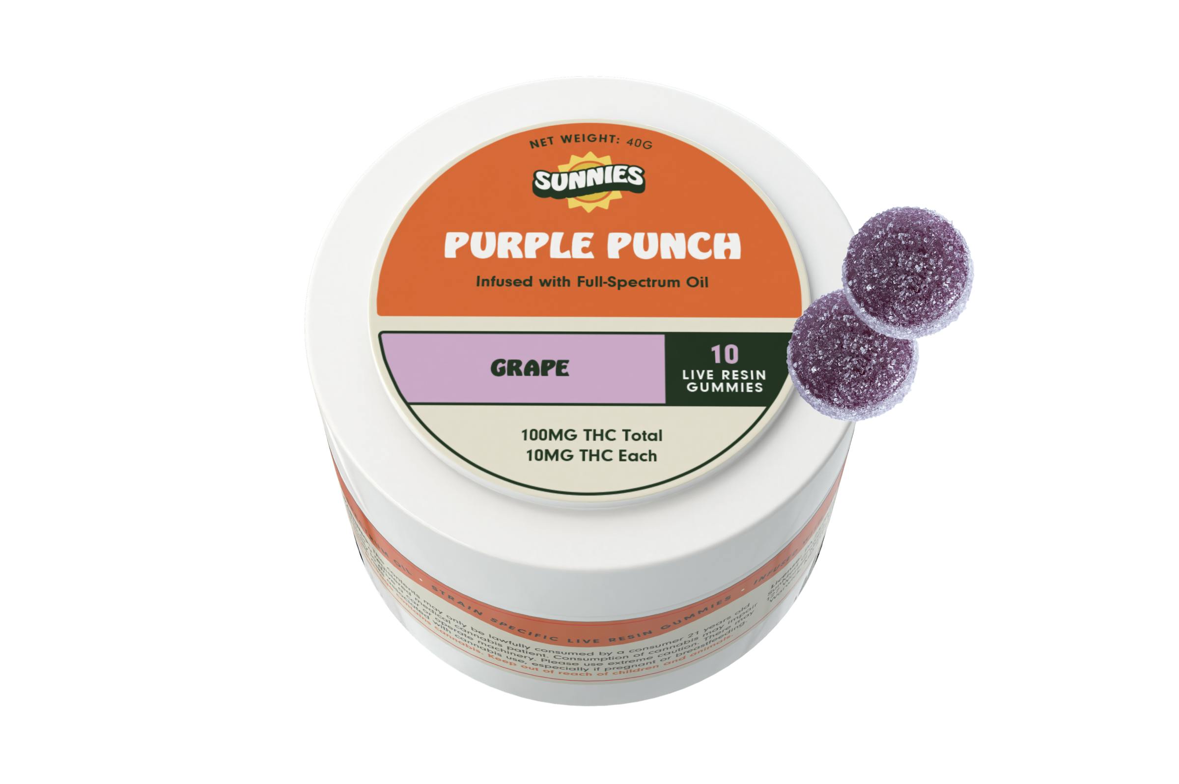Purple Punch Live Resin - Grape Gummies 100mg by SunMed Growers