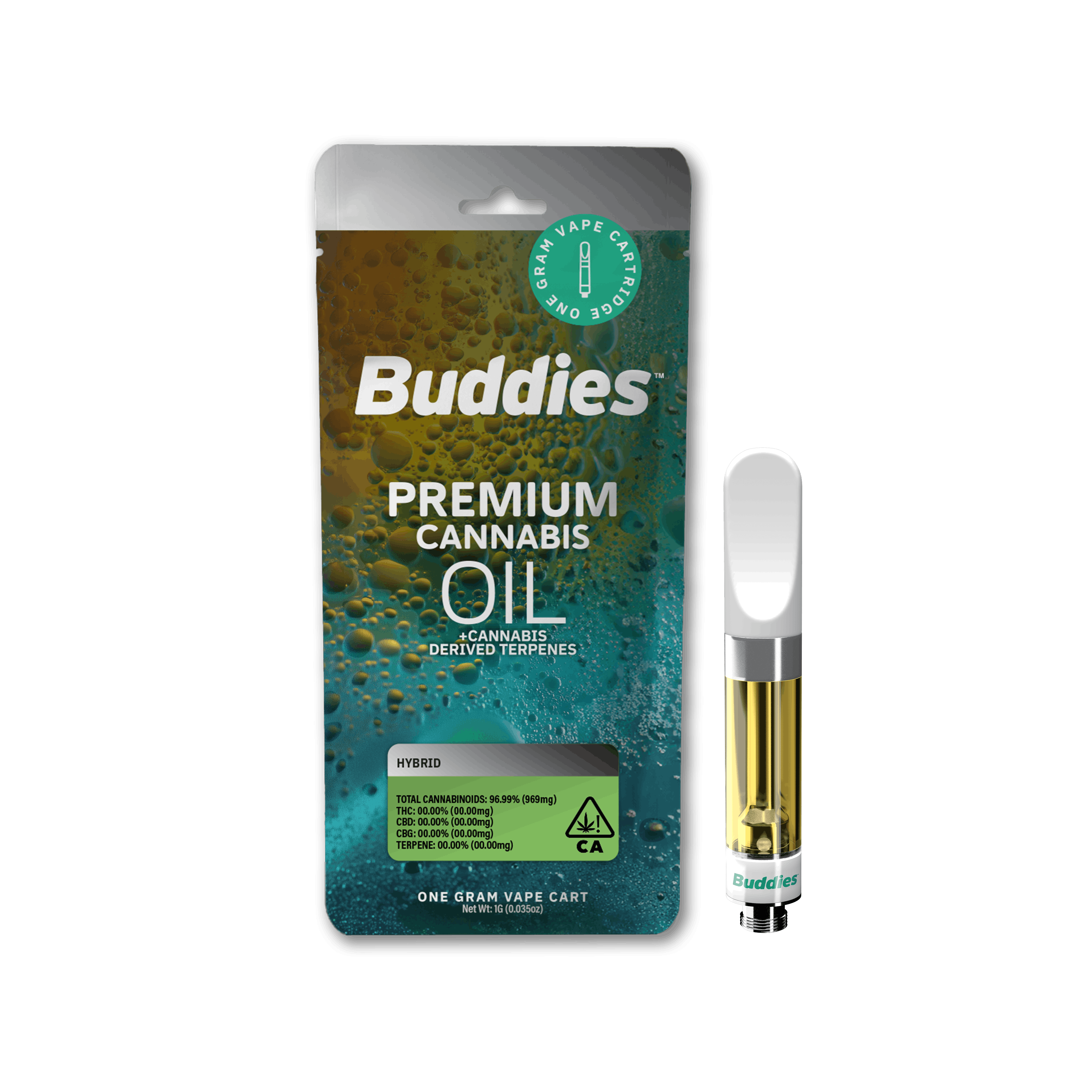 Premium Cannabis Oil + CDT Grapple Cake 1g Vape Cart (H) - Buddies