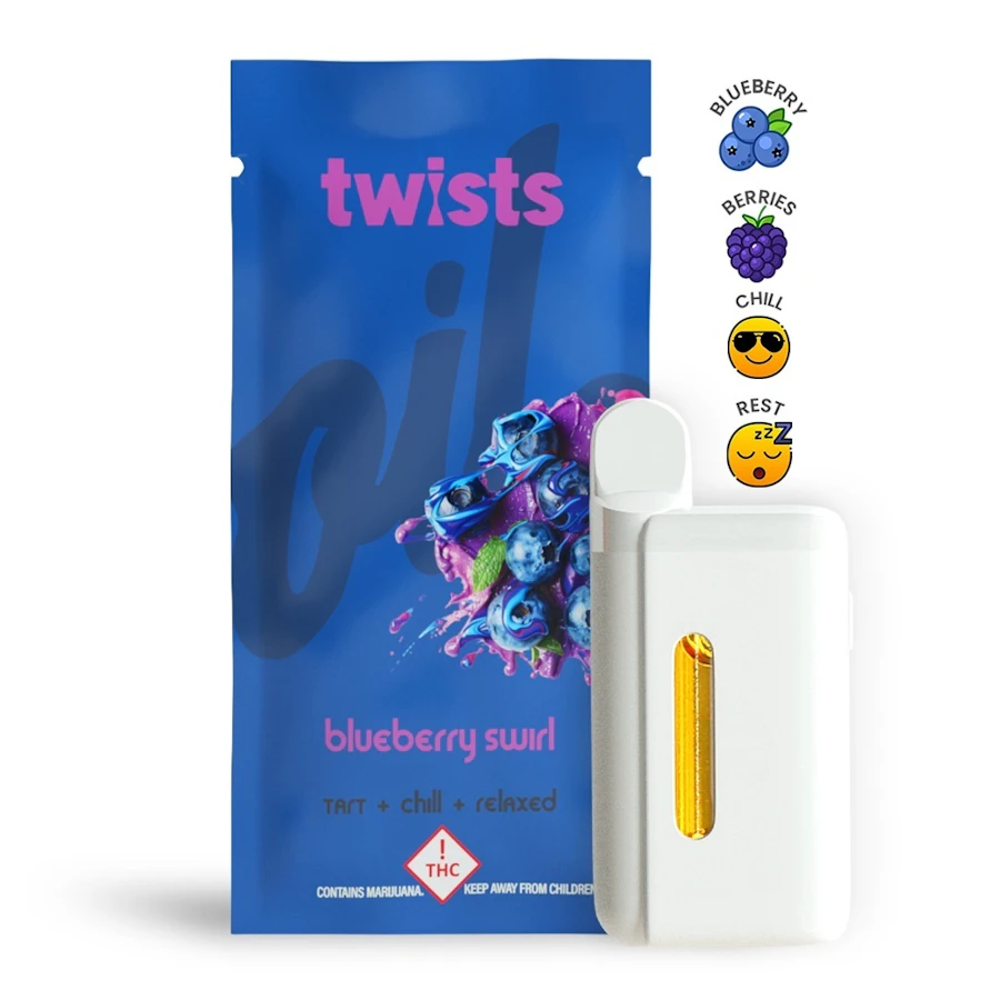 Blueberry Swirl Flavor - "Twists" AIO 'Tanker' (4g) - by Oil® — disposable listed on the Herbs 4 You menu