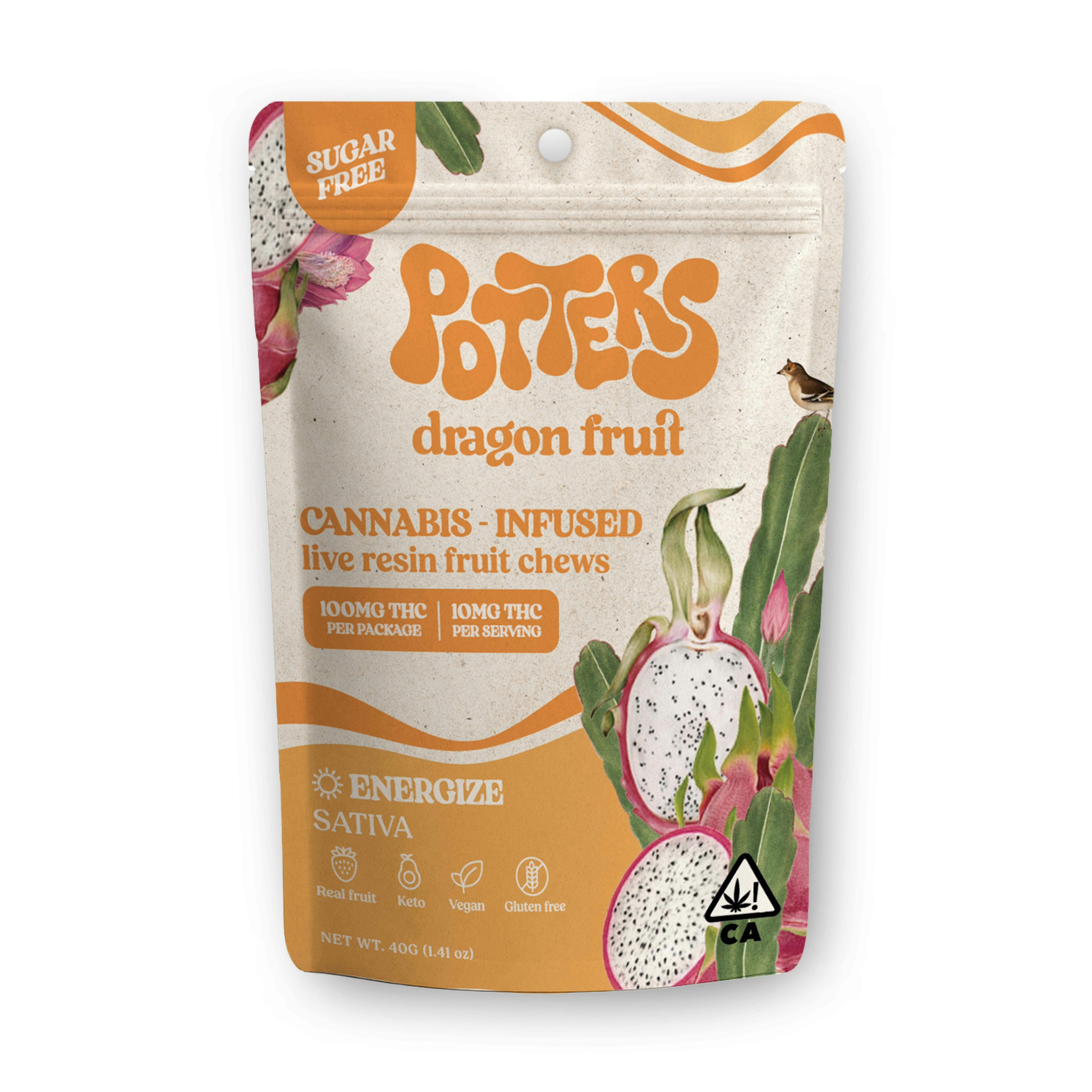 Dragon Fruit | Sugar-Free Live Resin Fruit Chews | 100mg THC | 10pk