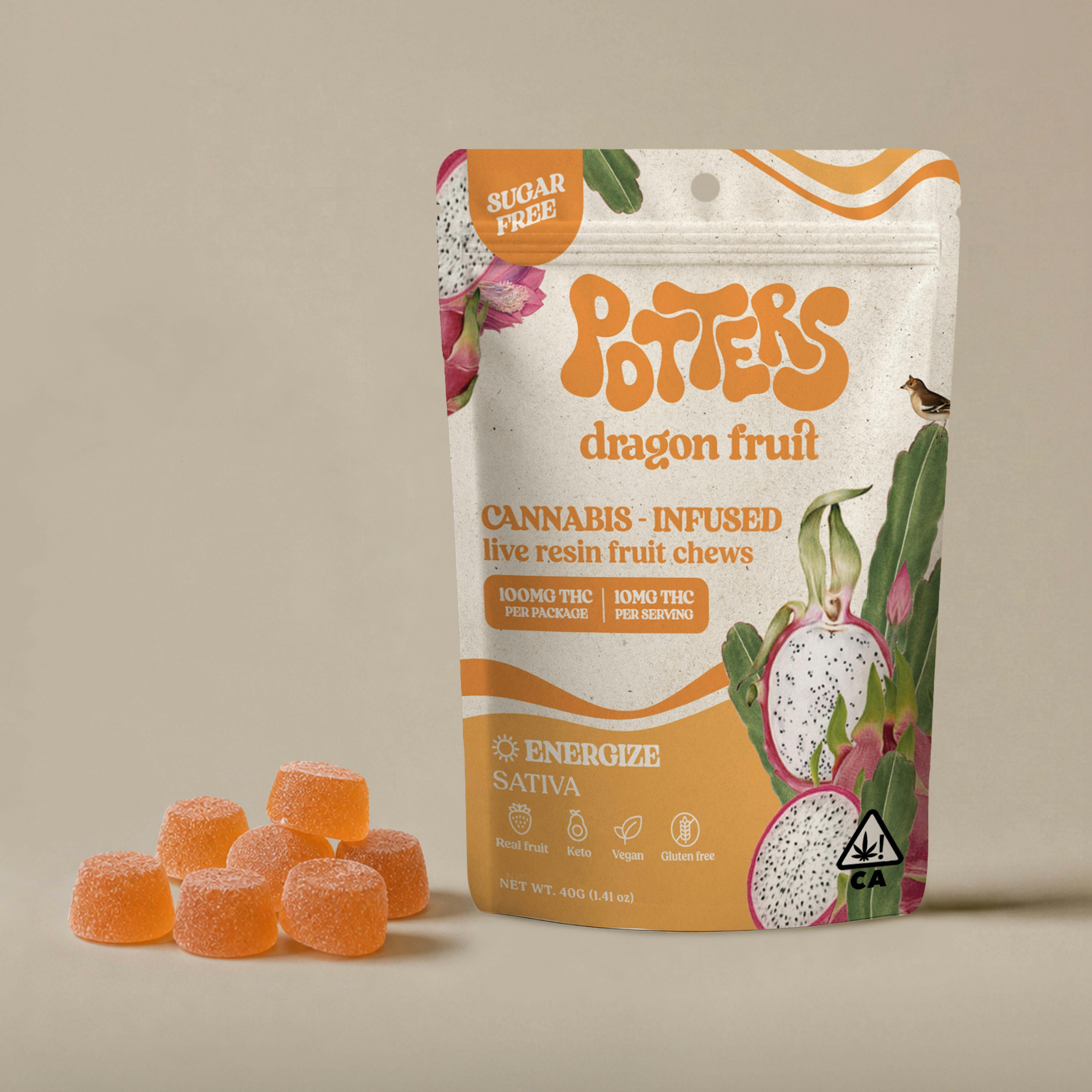 Dragon Fruit | Sugar-Free Live Resin Fruit Chews | 100mg THC | 10pk