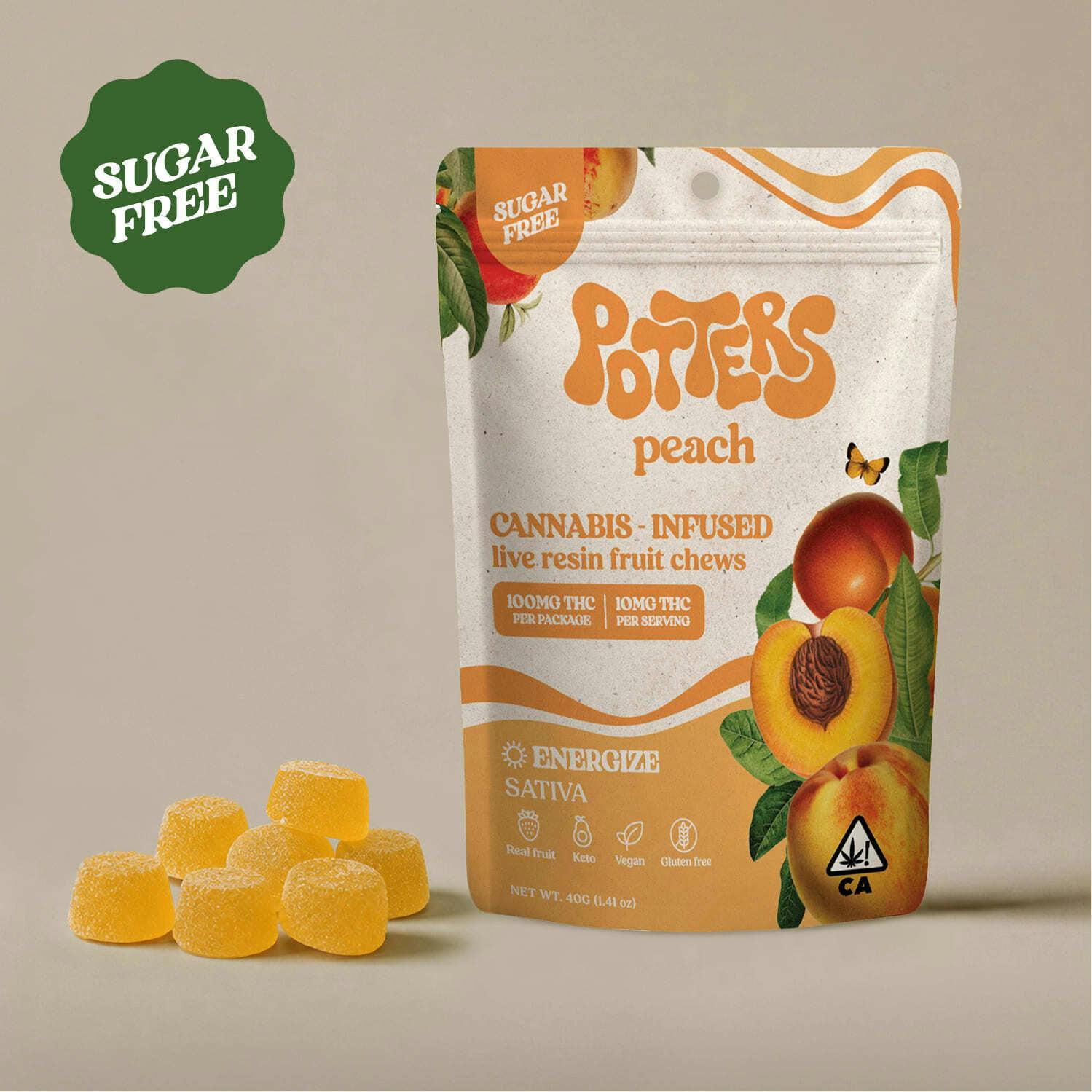 Peach Live Resin Fruit Chews | 100mg | 10ct | 10mg/ea