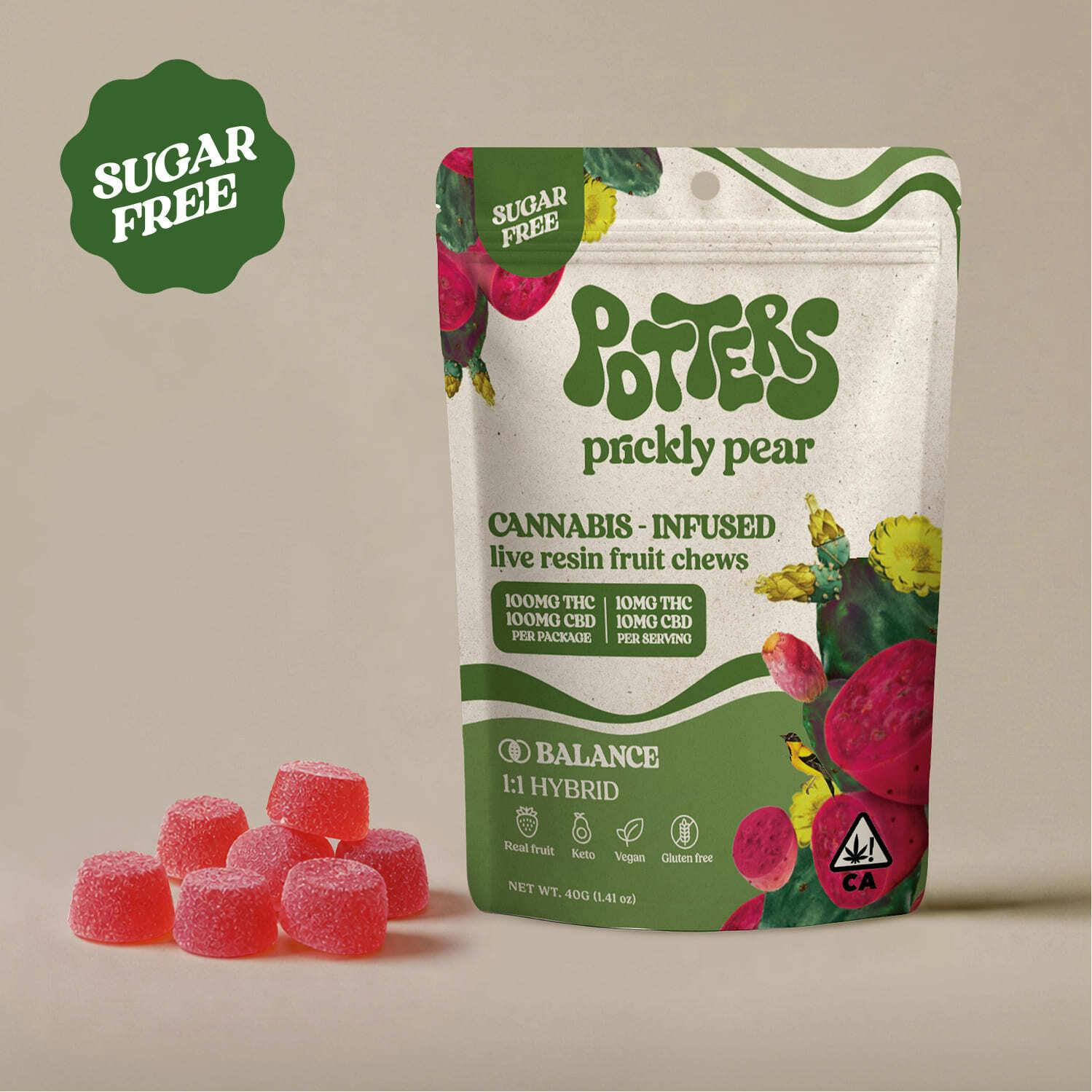 Prickly Pear 1:1 THC:CBD | Sugar-Free Live Resin Fruit Chews | 10pk