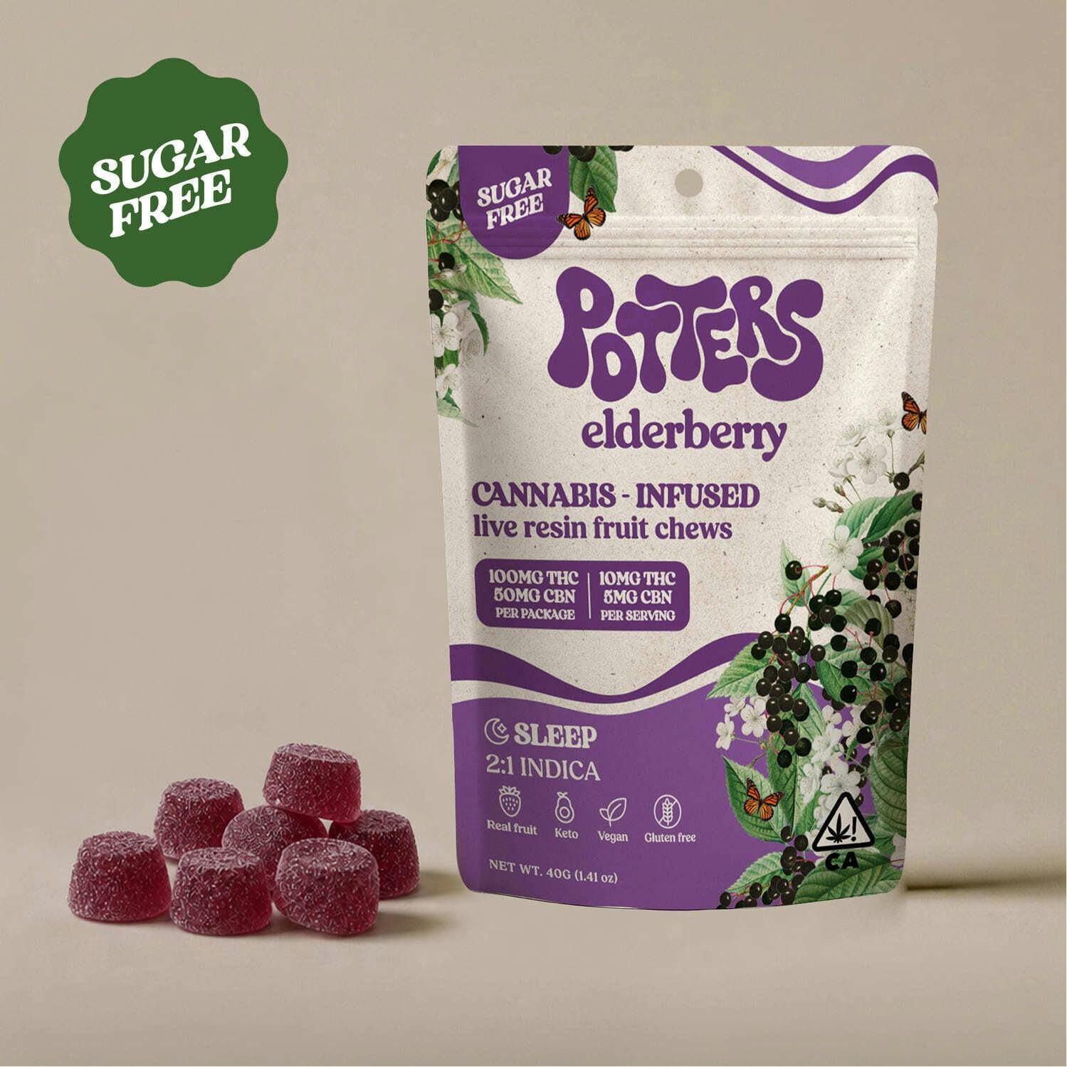 Elderberry 2:1 THC:CBN Live Resin Fruit Chews | 100mg | 10ct | 10mg/ea