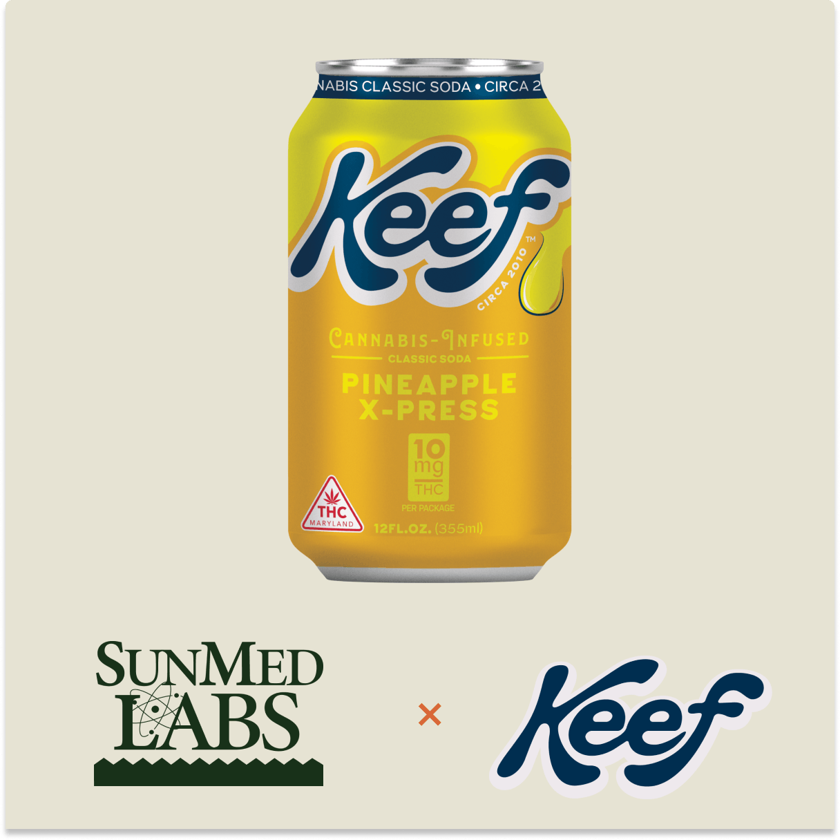 Keef Pineapple X-Press Infused Soda 100mg THC - SunMed Growers