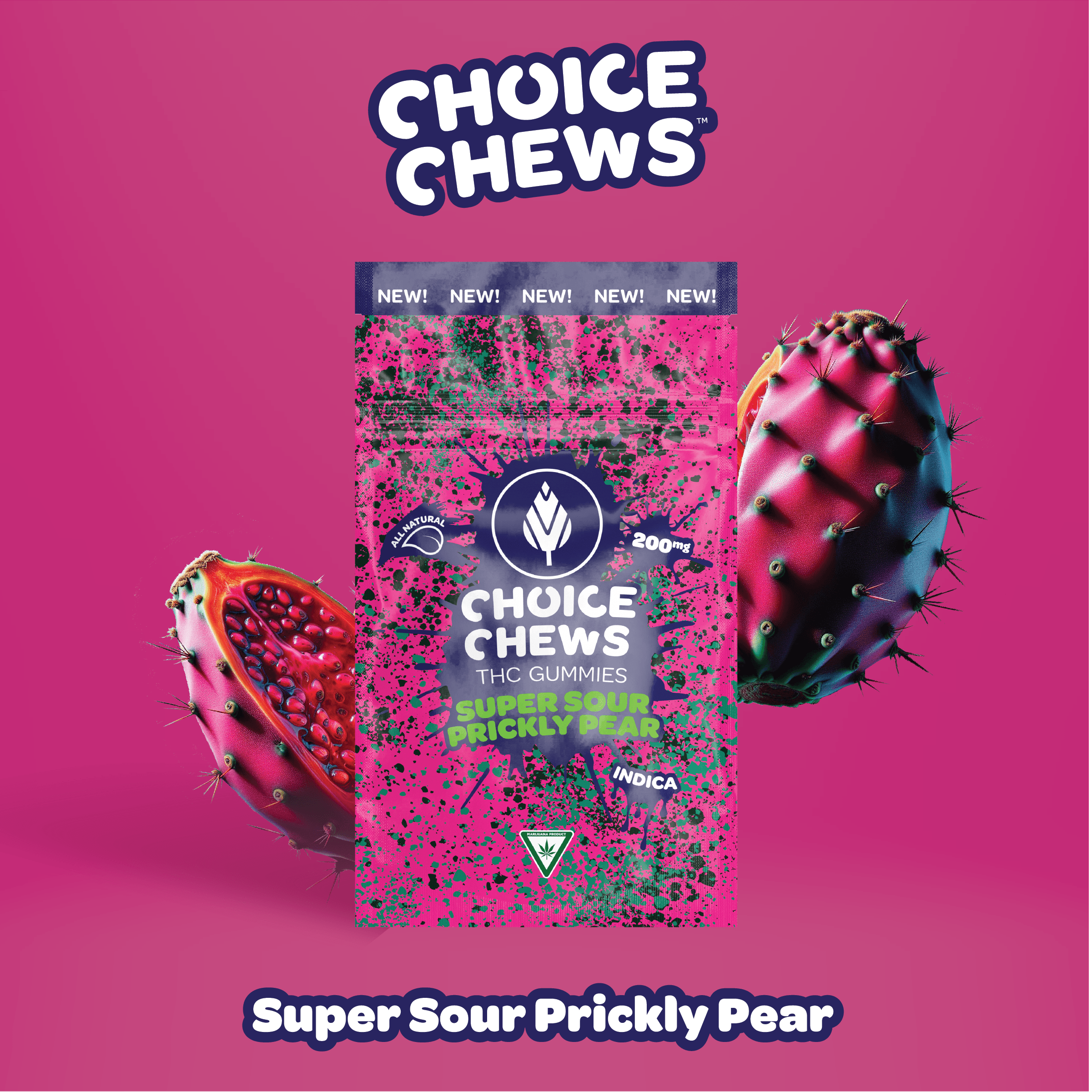 Choice Chews - Super Sour Prickly Pear (Indica) - 200mg at High Society Weed Dispensary Mount Pleasant