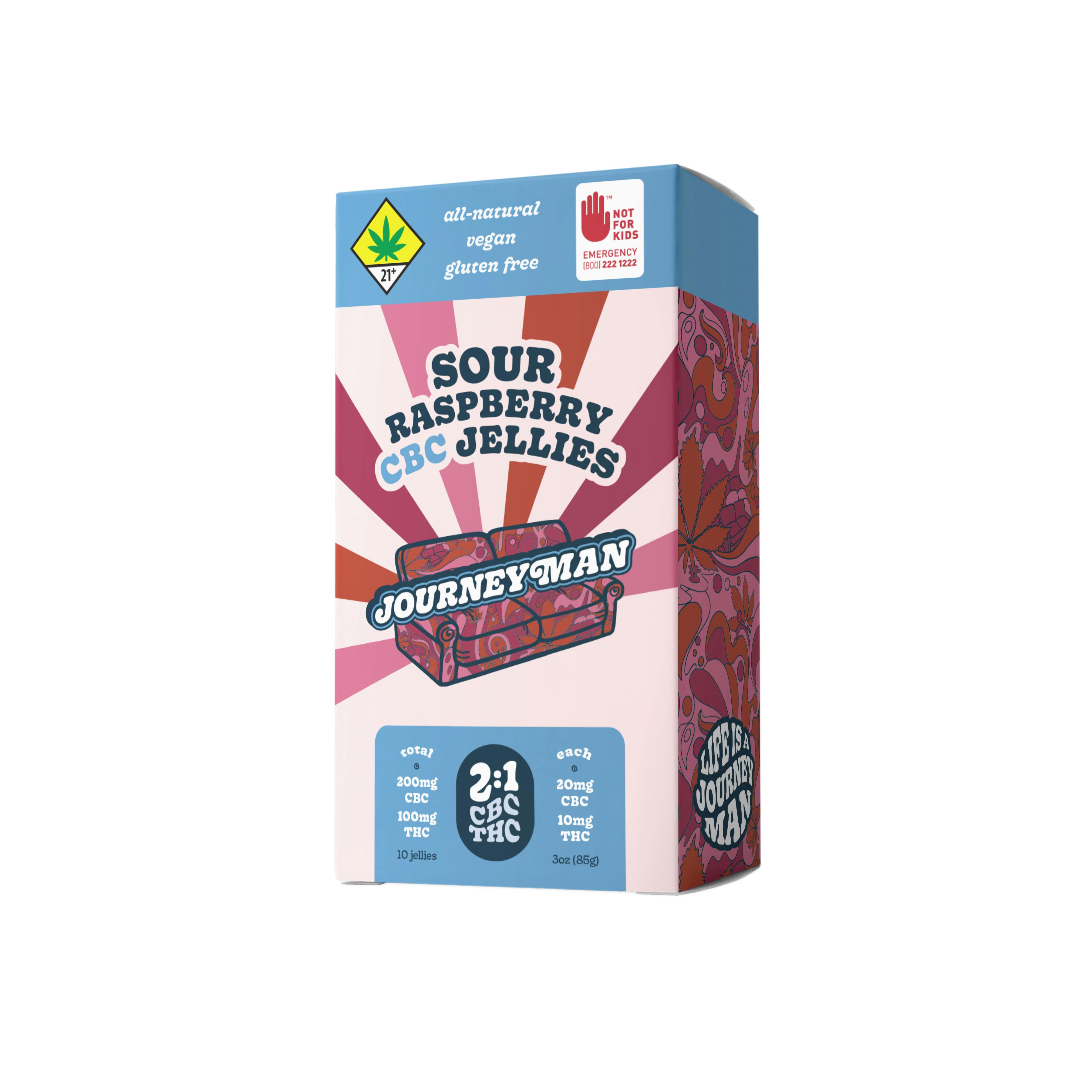 2:1 Sour Raspberry CBC Jellies (200mg CBC/100mg THC)
