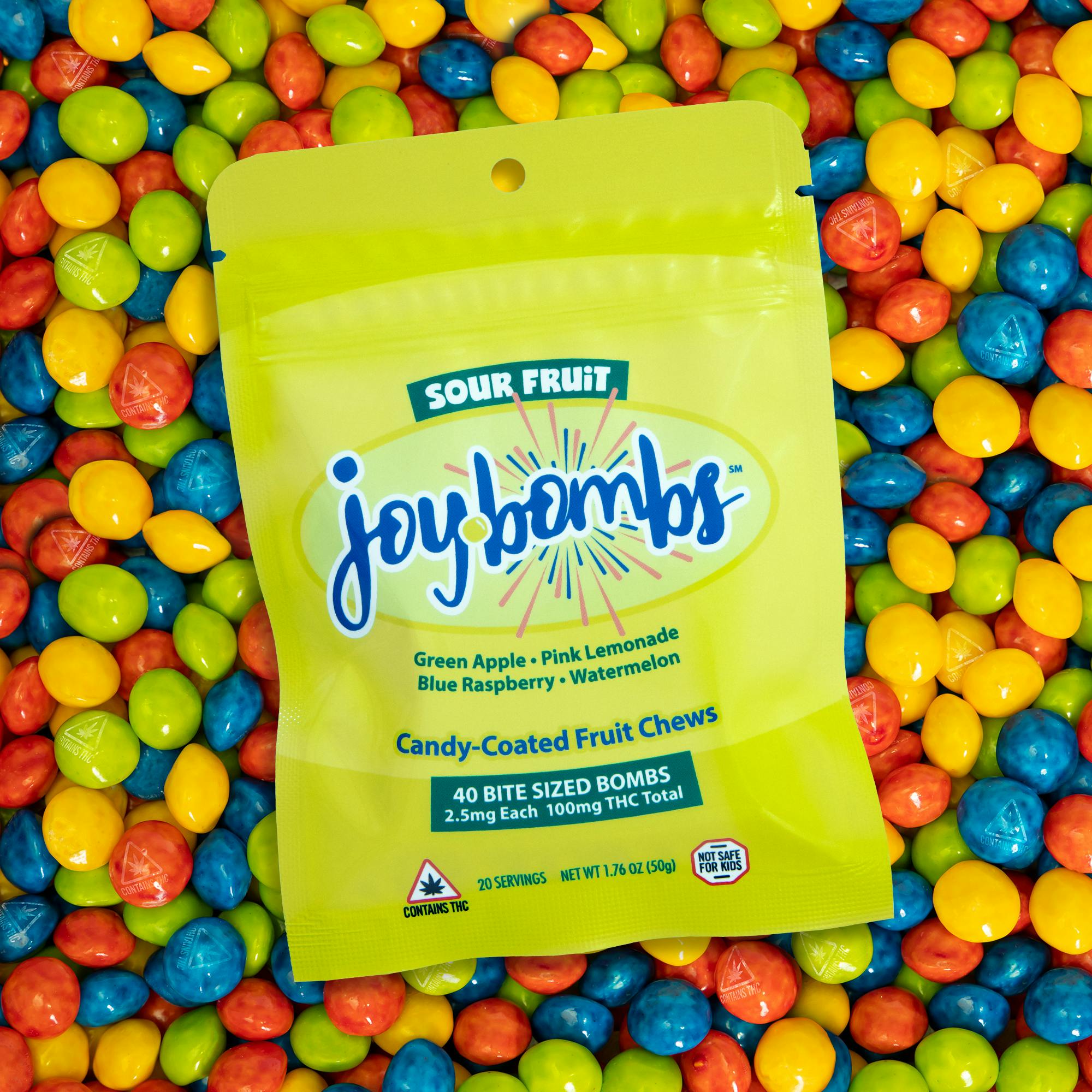 Joy Bombs Sour Fruit - 100mg THC (40pk / 2.5mg ea) by Joyibles