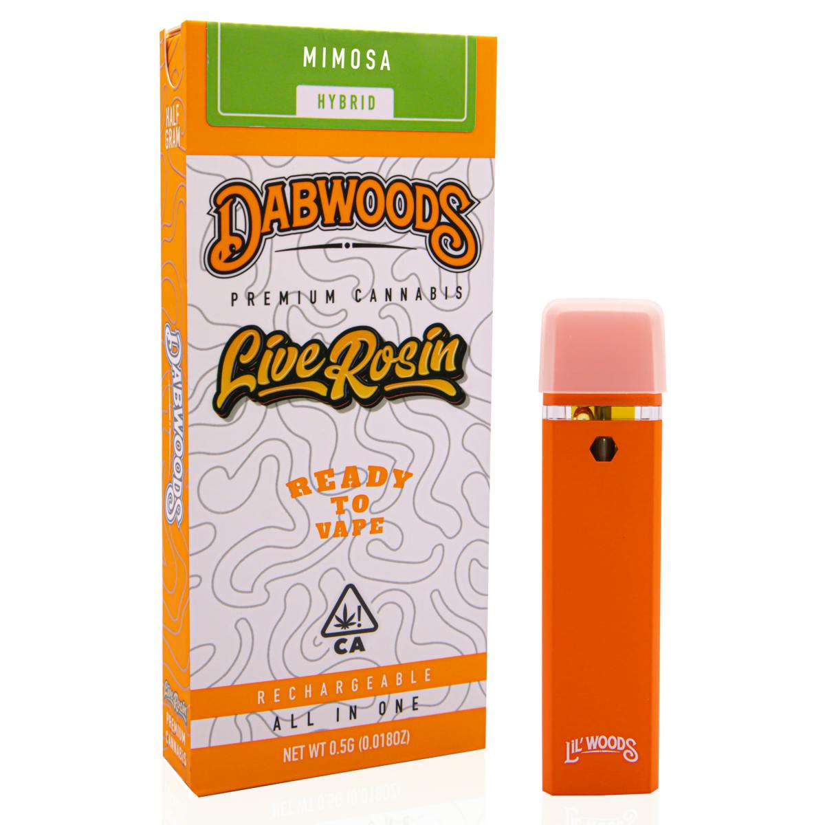 LILWOODS HALF GRAM LIVE ROSIN ALL IN ONE DEVICE MIMOSA - Dabwoods