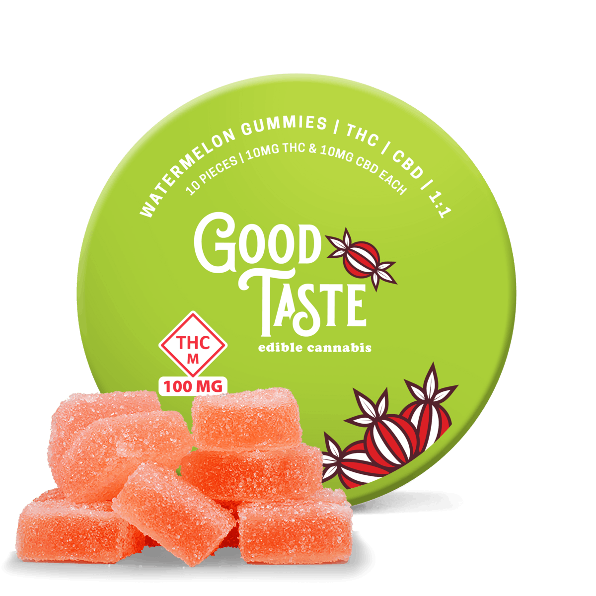 What Do Thc Gummies Taste Like Watermelon Indica 1:1 THC:CBD 100 mg Good Taste Edible Gummy - Good